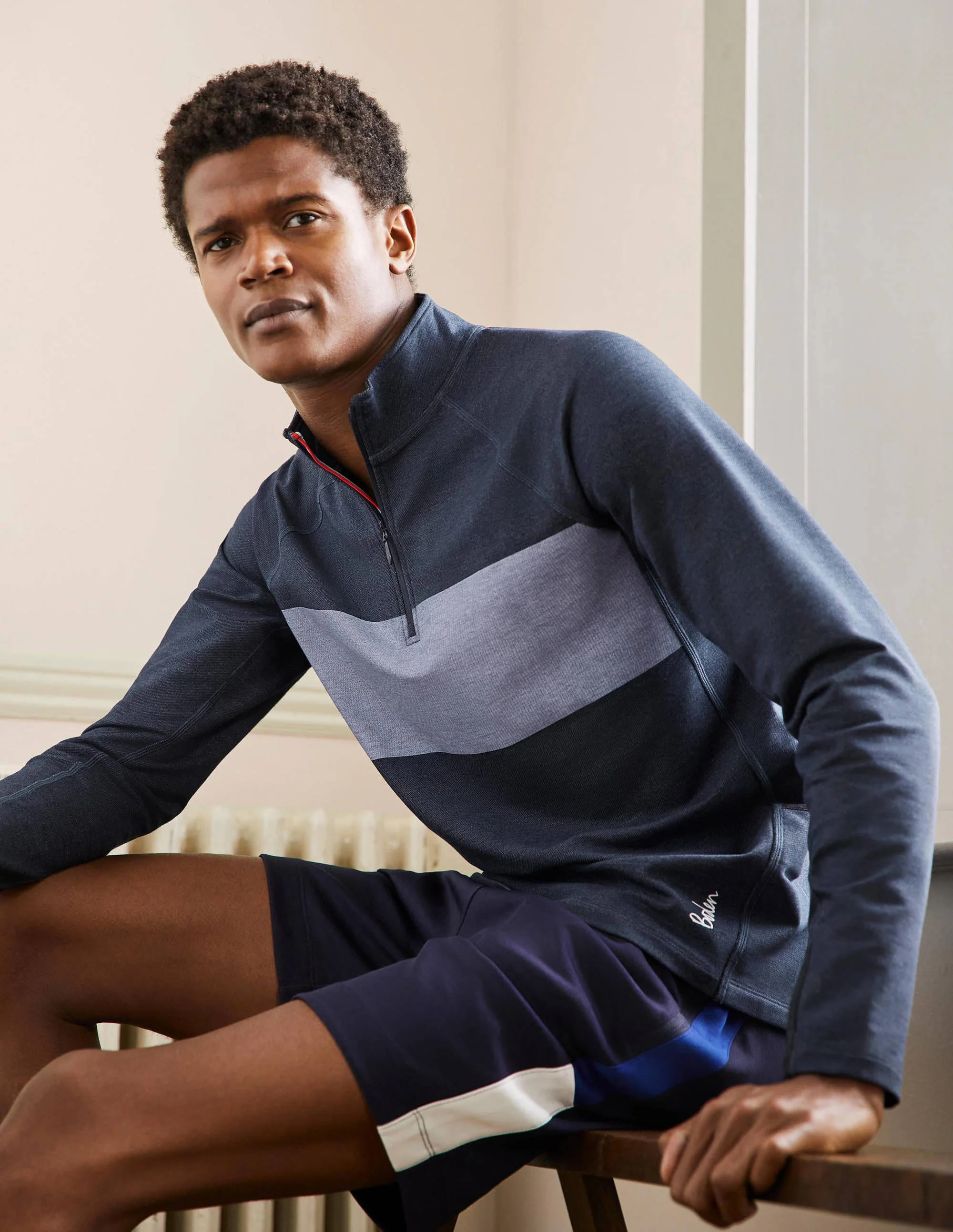 Active Half-Zip Top-Navy Colour block