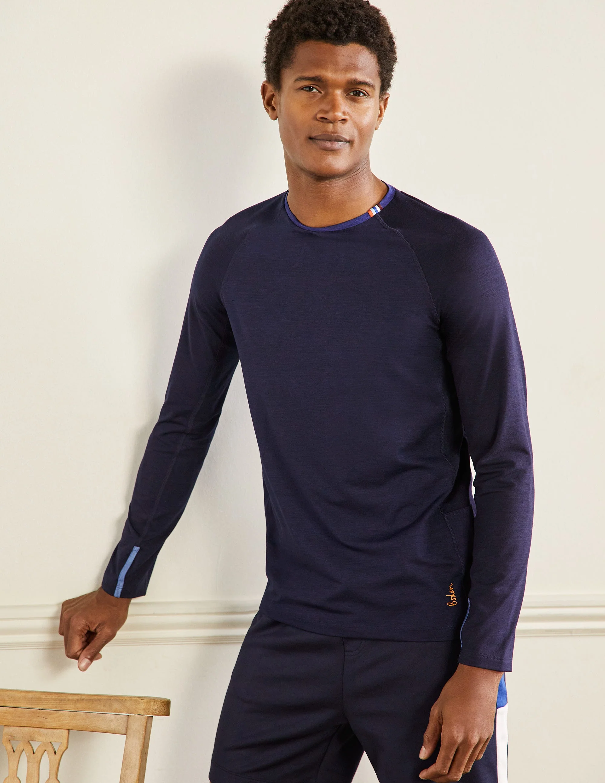Active Long Sleeve Top-Space Blue Colour block