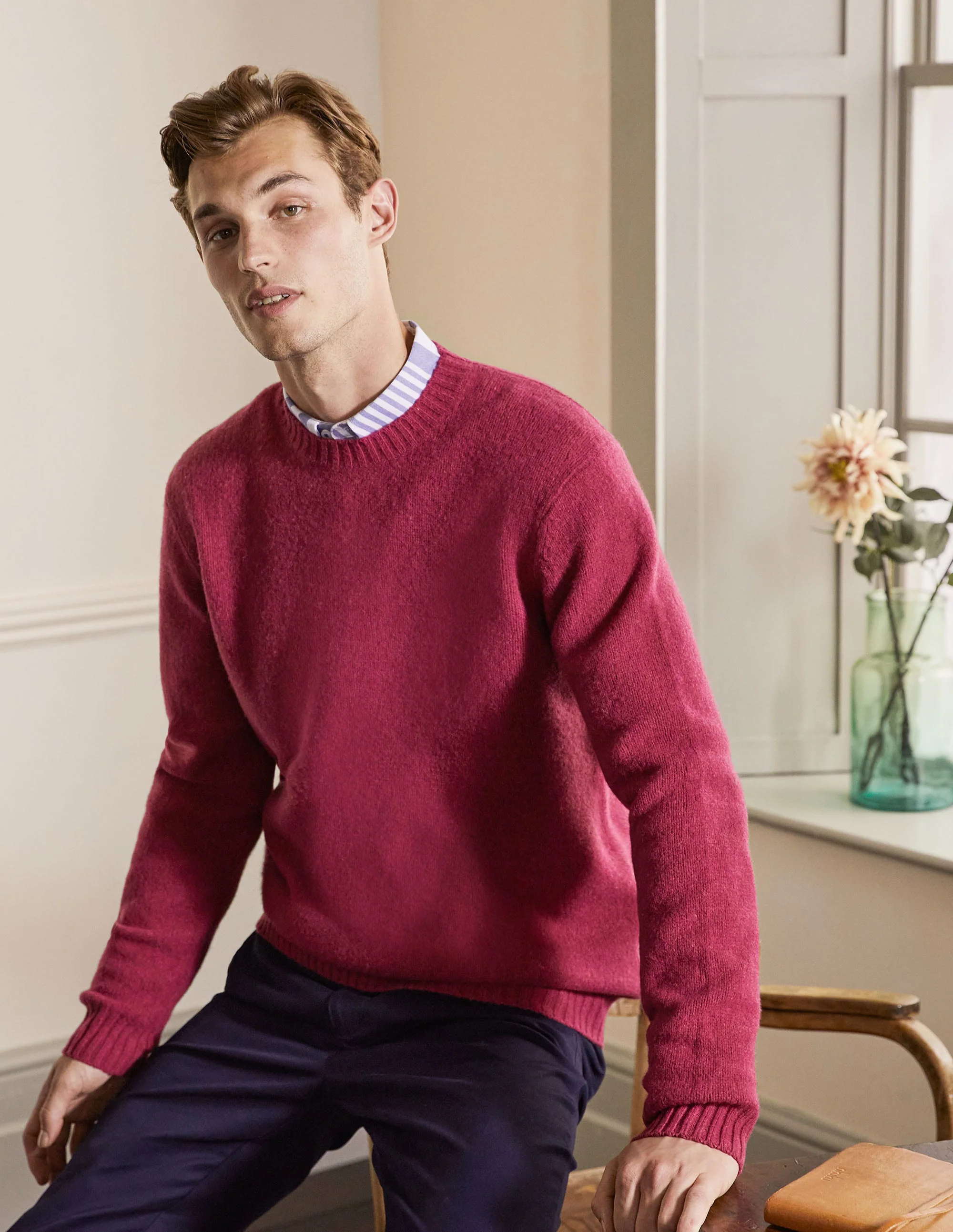 Aldgate Brushed Crew Neck-Coulis