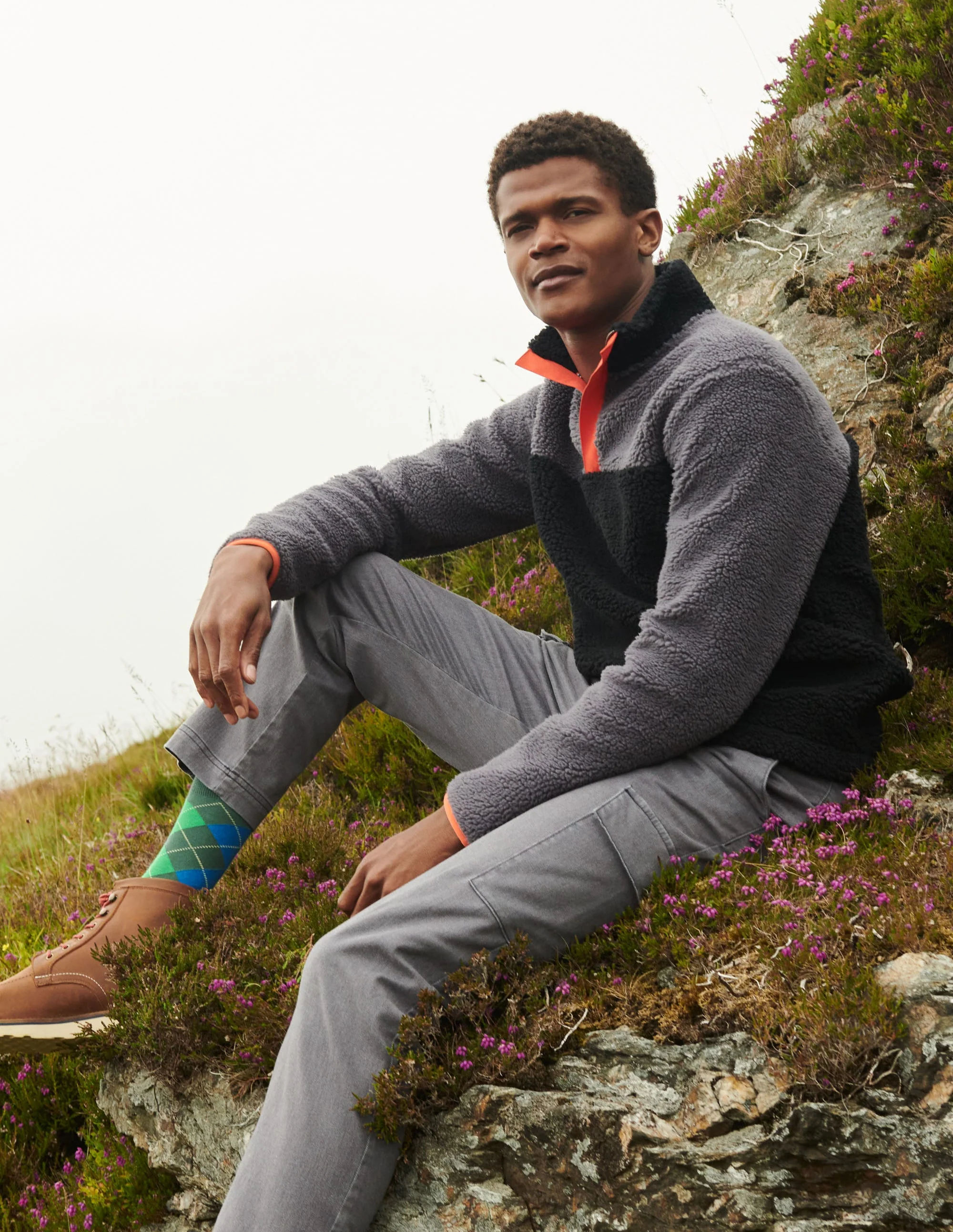 Barry Fleece-Grey Colourblock