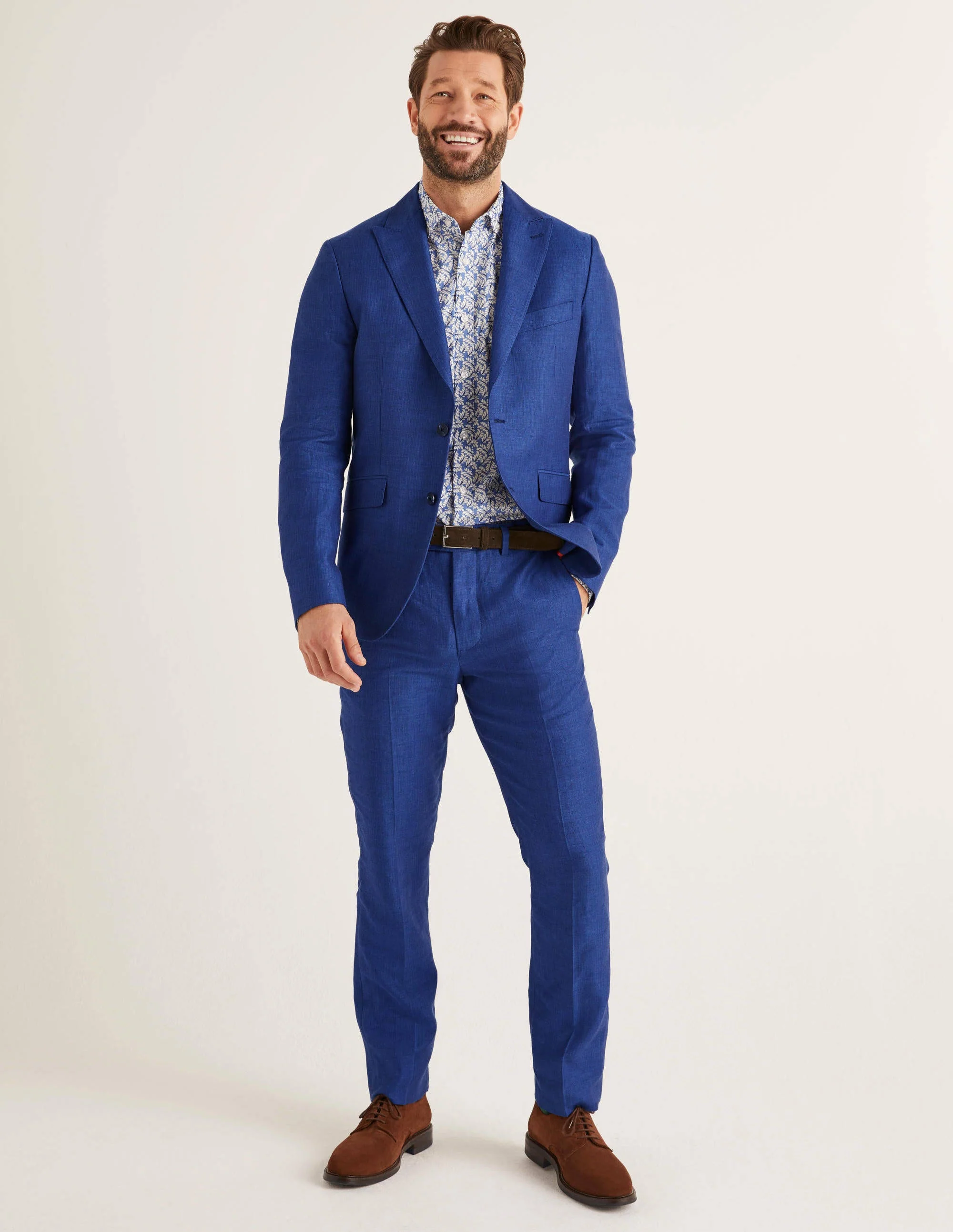 Belgravia Linen Blazer-Blue Herringbone