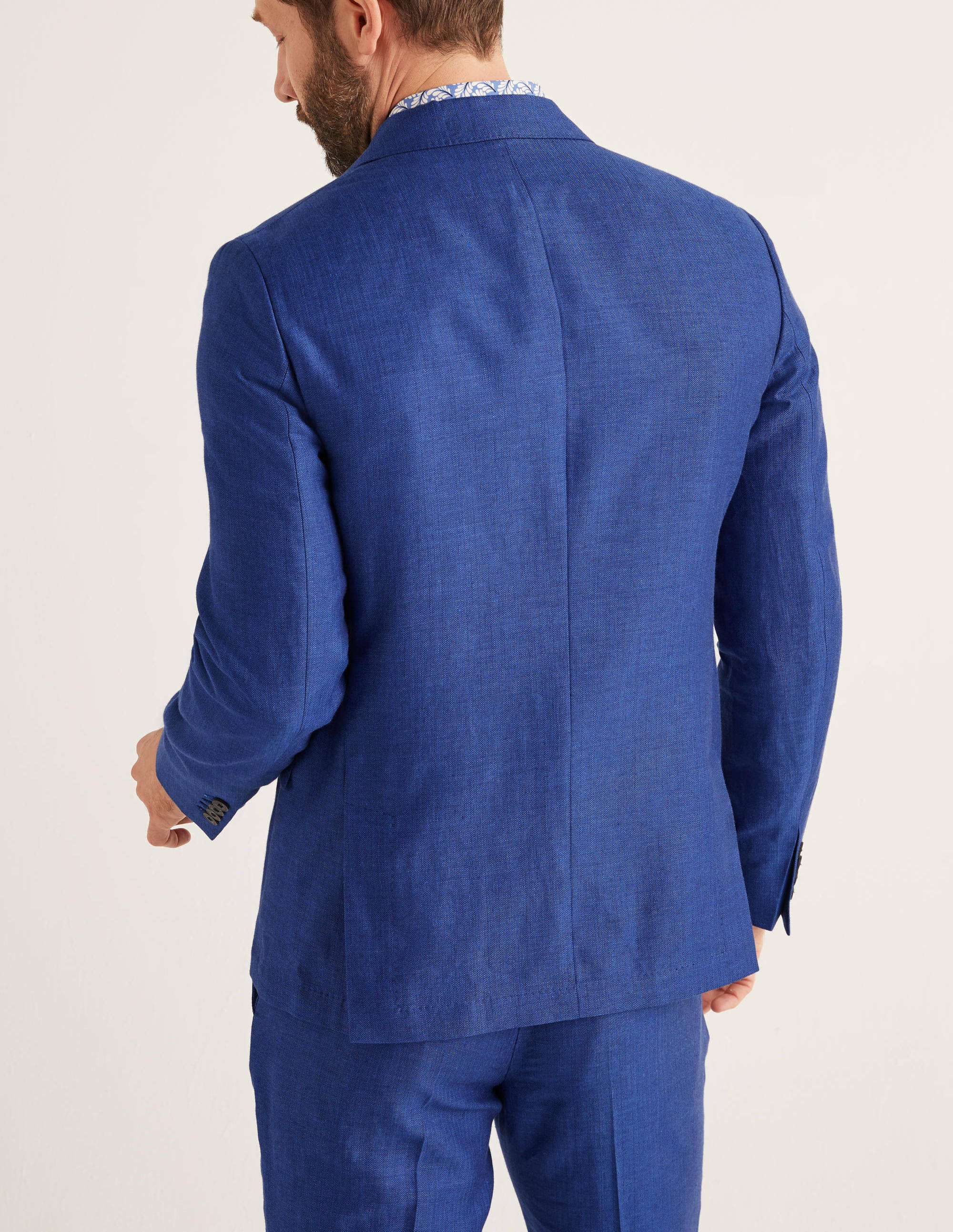 Belgravia Linen Blazer-Blue Herringbone - Image 3