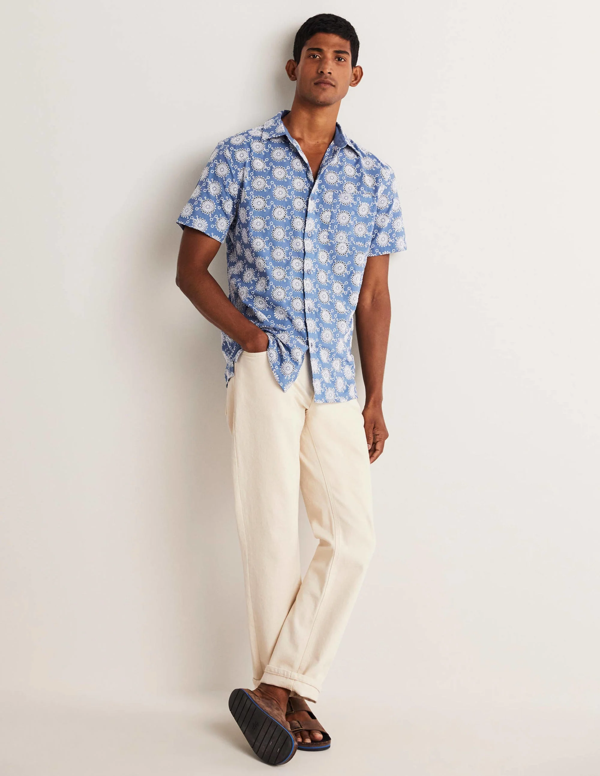 Broderie Cotton Shirt-Inky Blue - Image 4