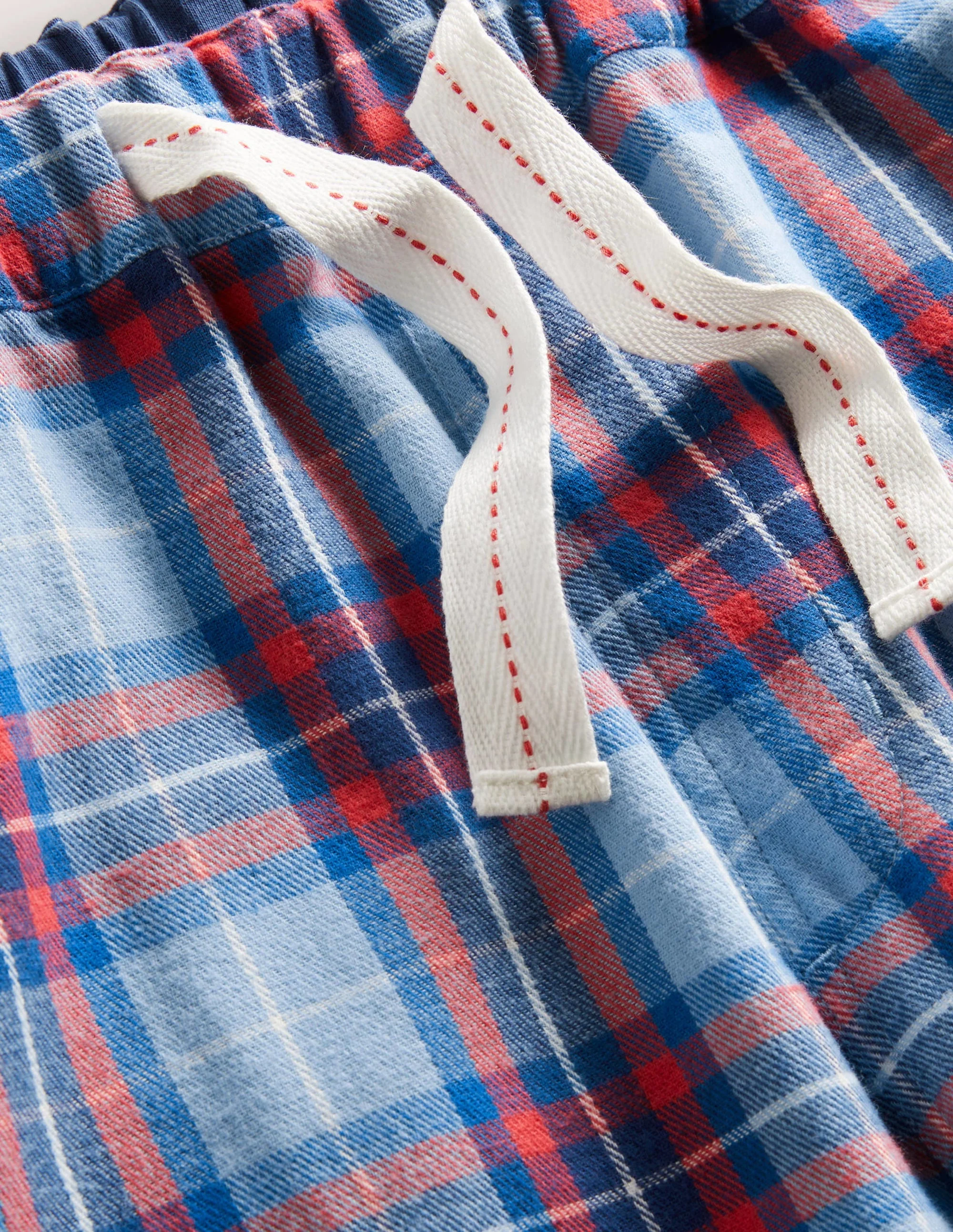 Brushed Cotton Pajama Bottoms-Dusty Blue/Red Check - Image 6