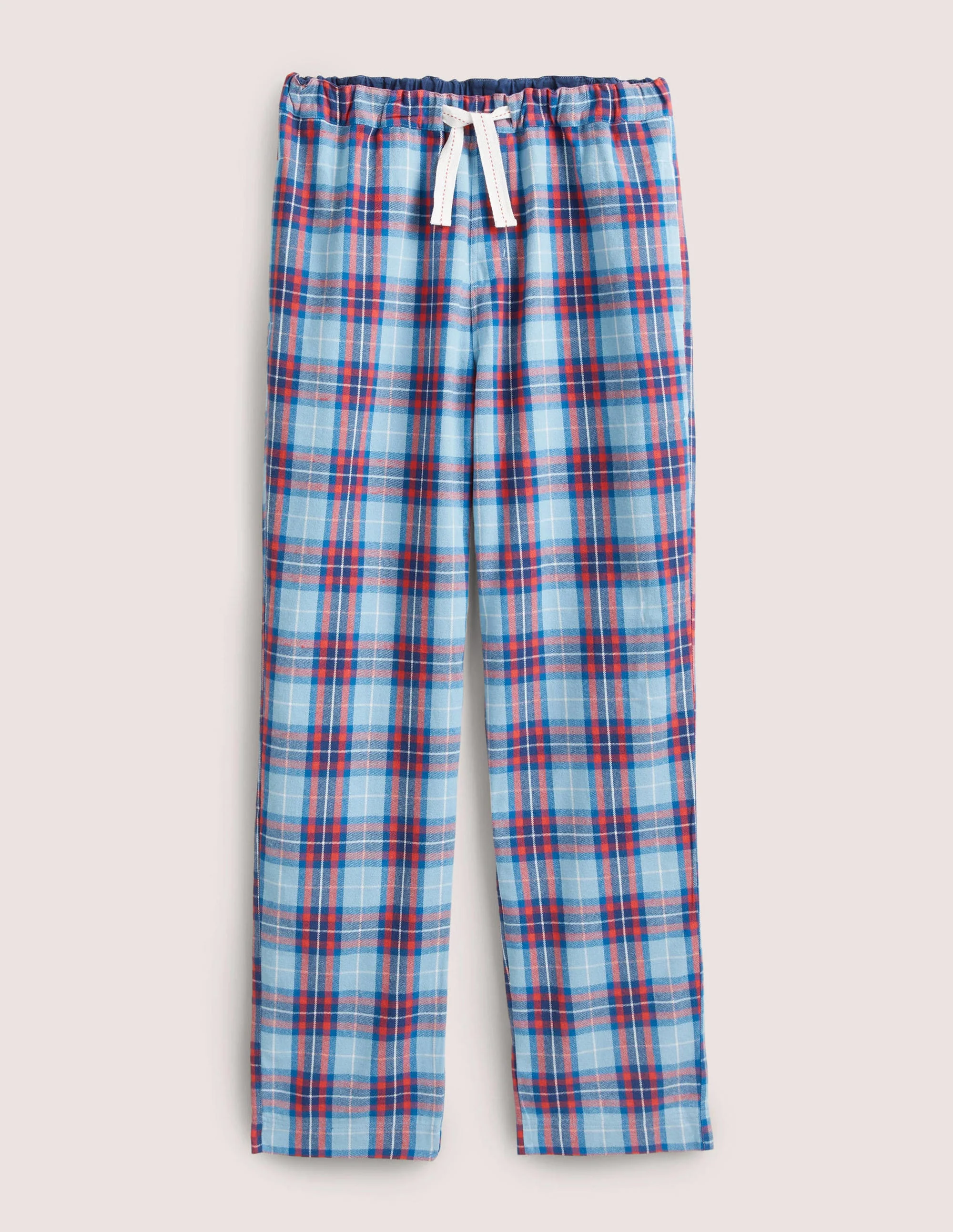 Brushed Cotton Pajama Bottoms-Dusty Blue/Red Check - Image 7