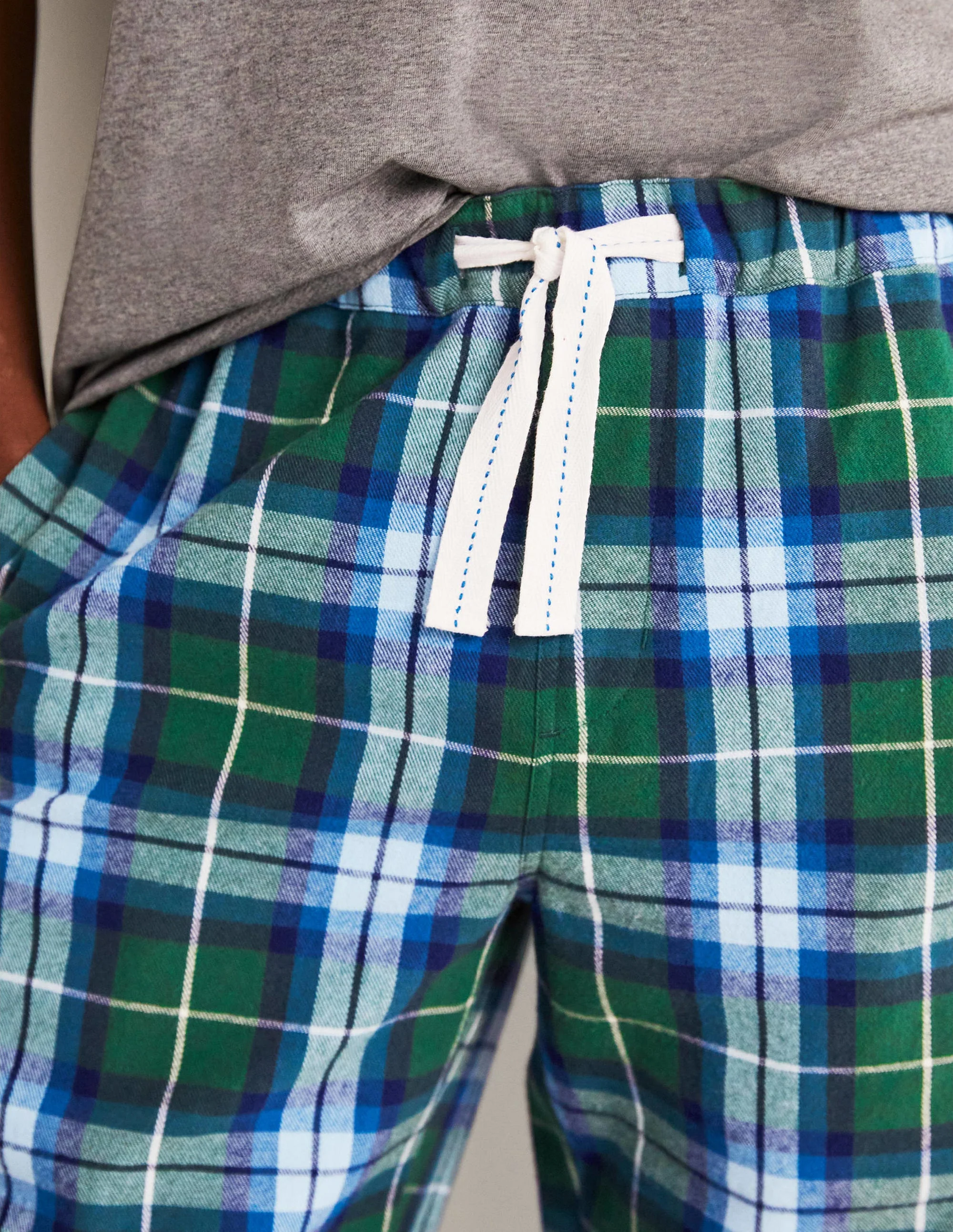Brushed Cotton Pajama Bottoms-Trekking Green/Duke Check - Image 2