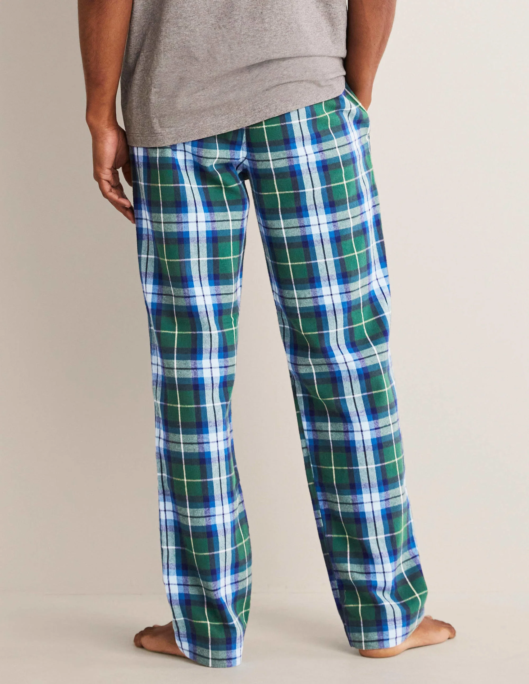 Brushed Cotton Pajama Bottoms-Trekking Green/Duke Check - Image 3