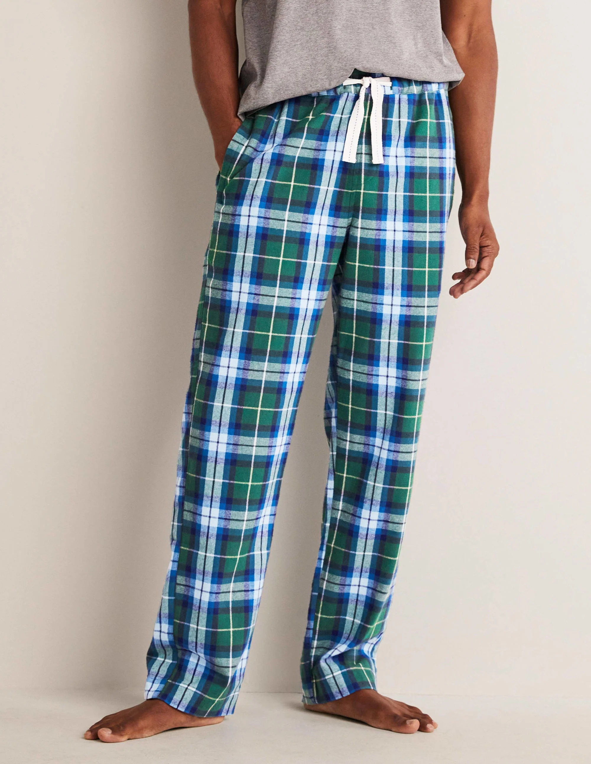 Brushed Cotton Pajama Bottoms-Trekking Green/Duke Check - Image 4