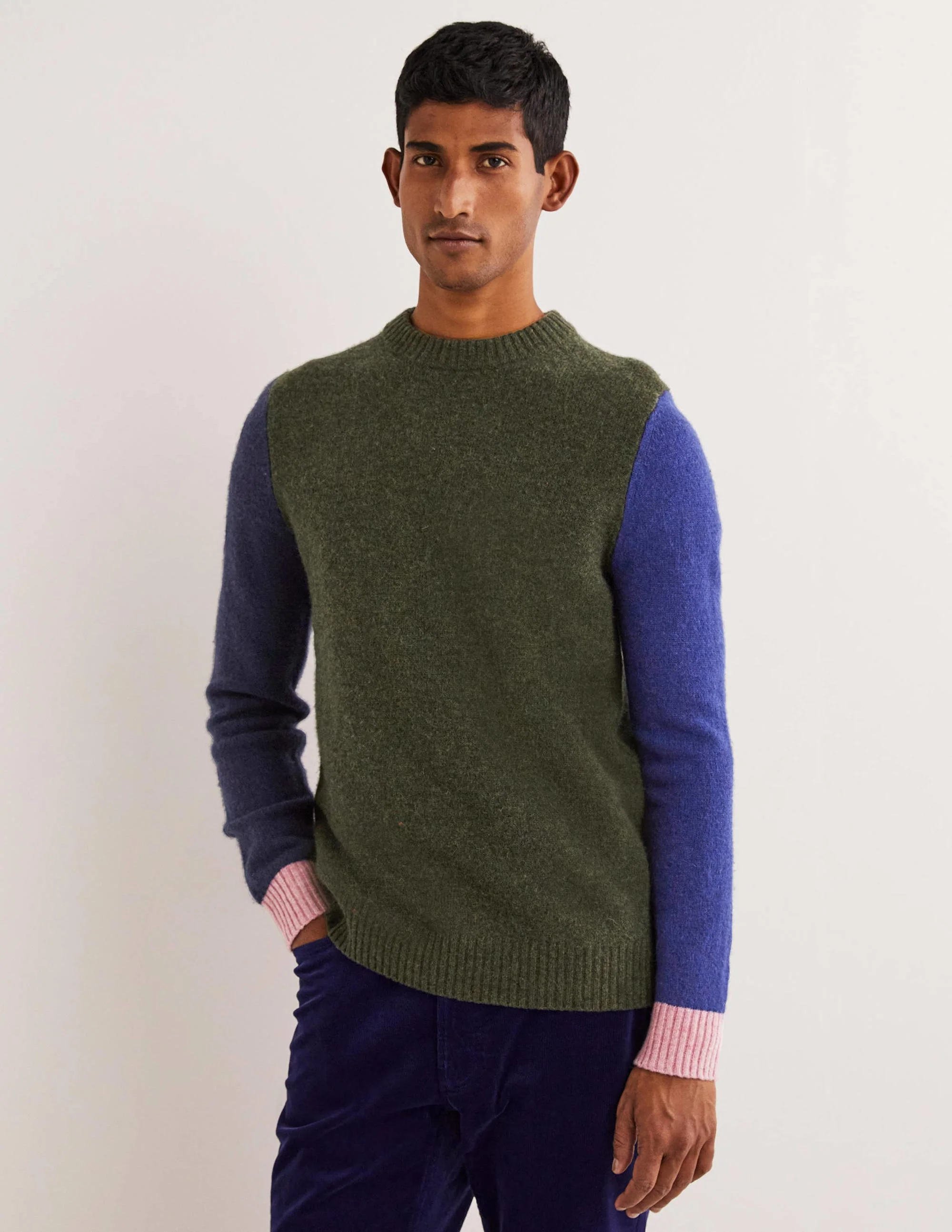 Brushed Lambswool Sweater-Multi Colourblock