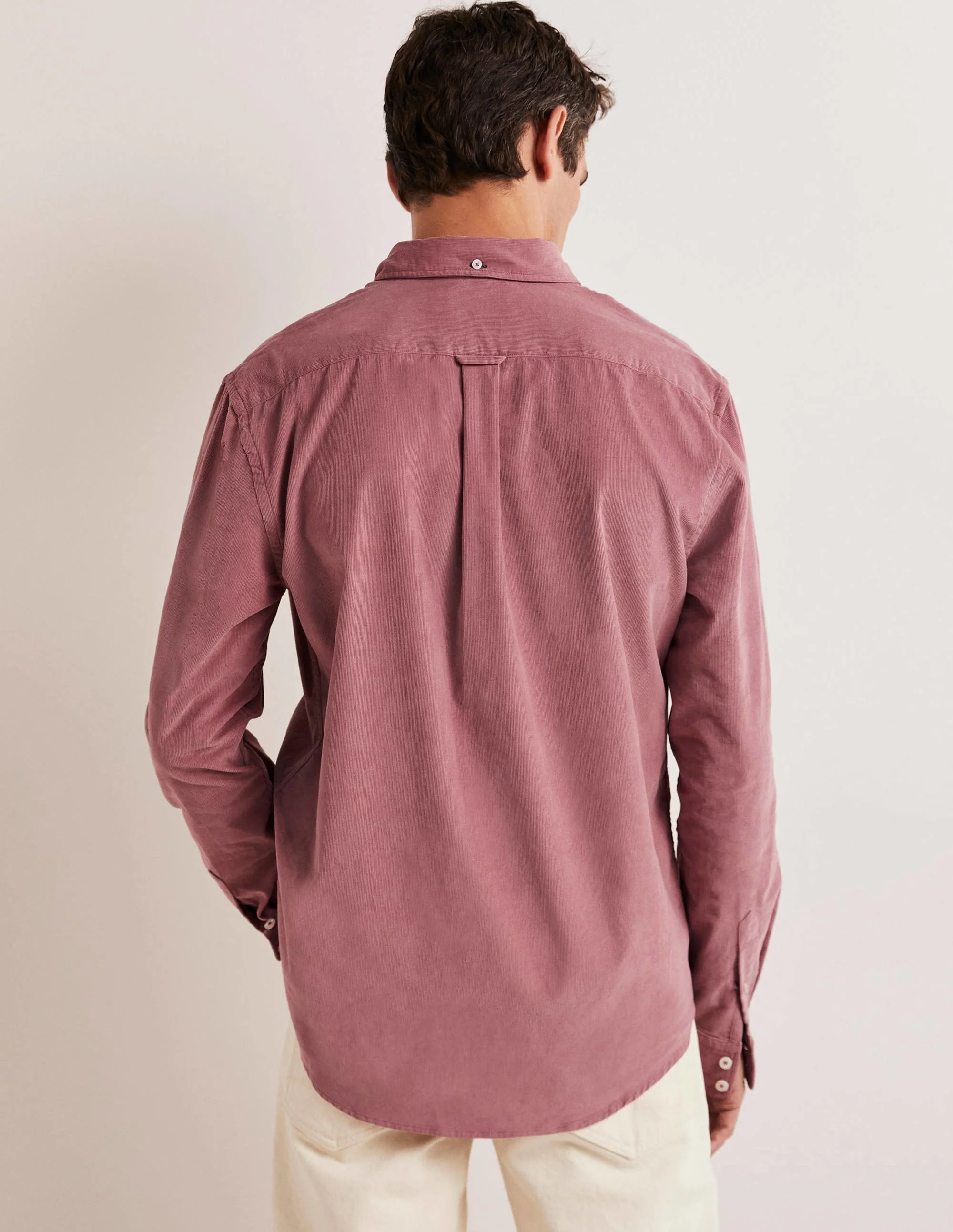 Button Down Cord Shirt-Dusky Pink - Image 3