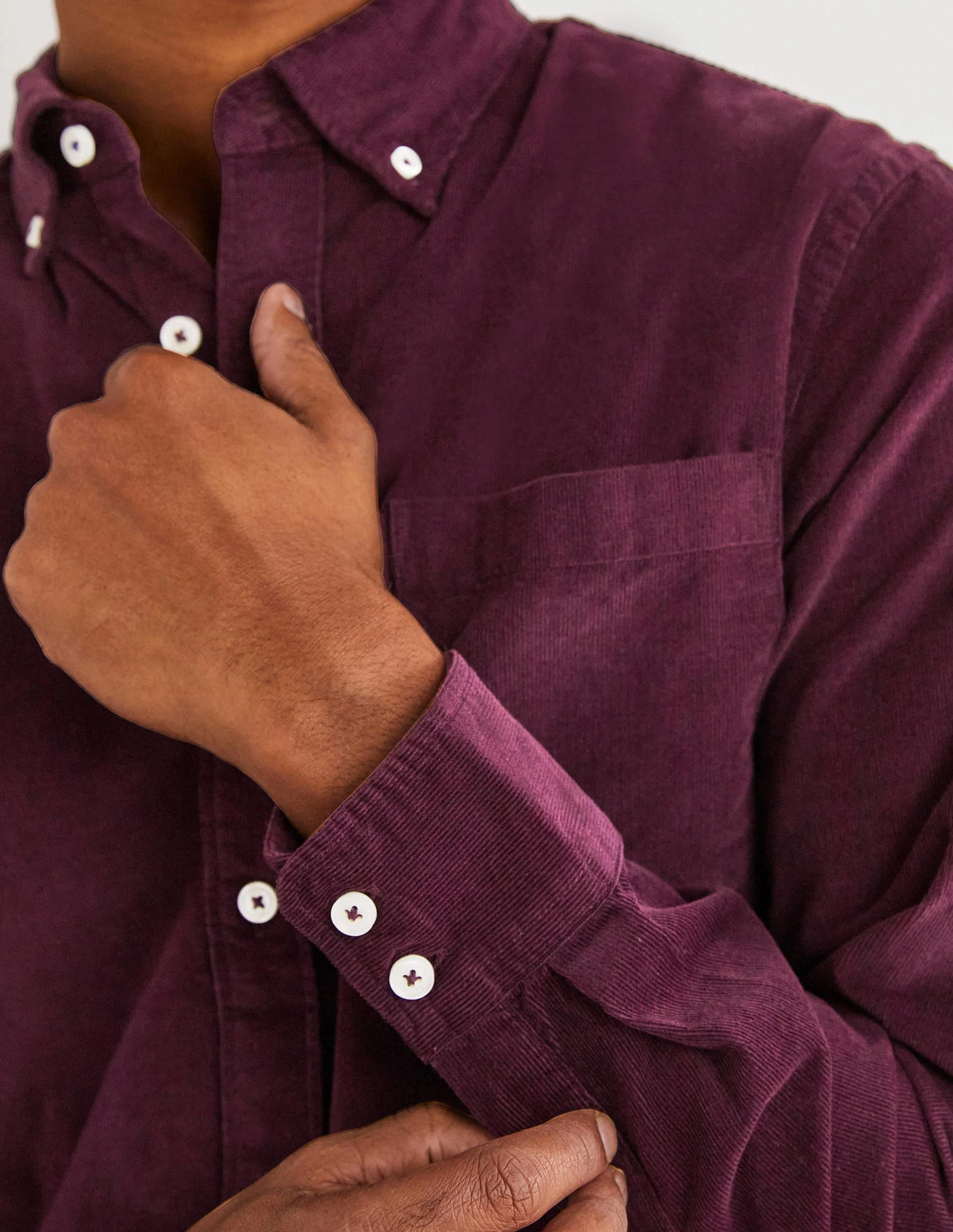 Button Down Cord Shirt-Plum Perfect - Image 2