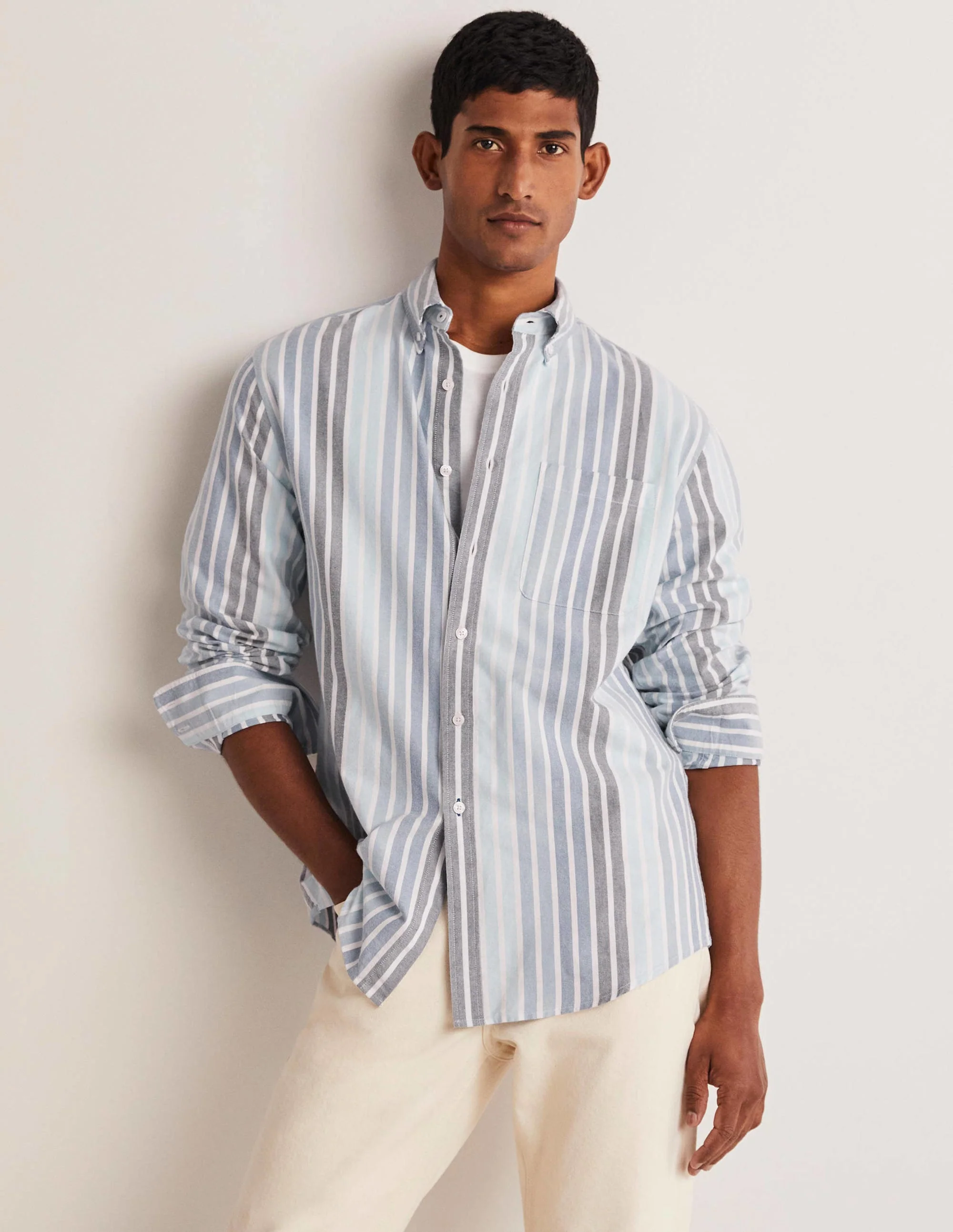 Button Down Oxford Shirt-Blue Oxford Stripe