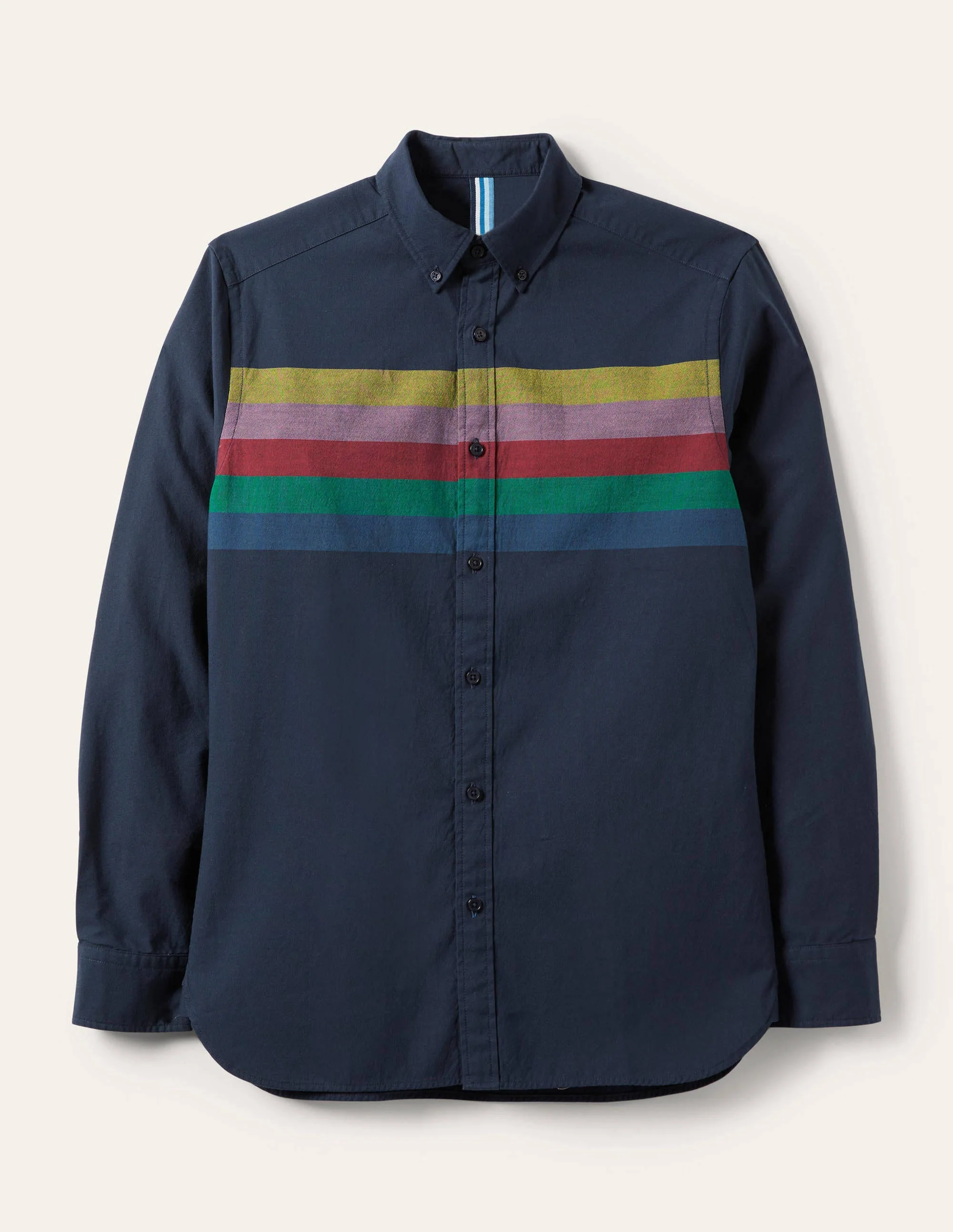Button Down Oxford Shirt-Navy Rainbow - Image 6