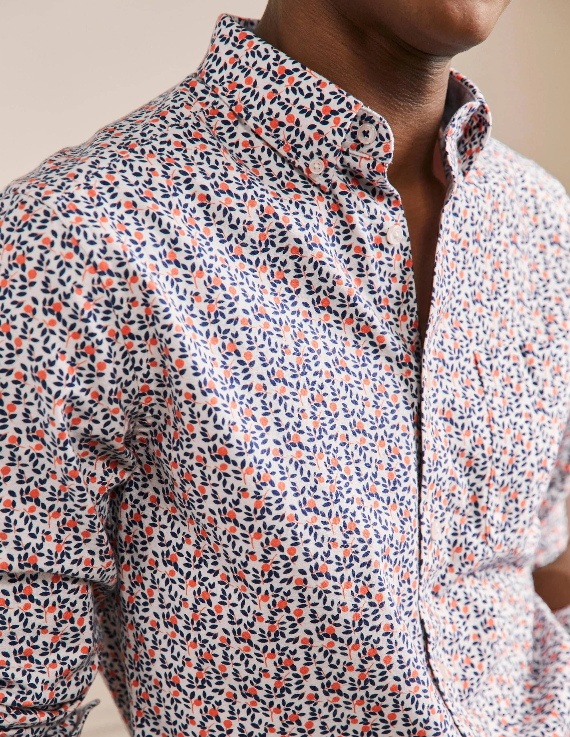 Button Down Oxford Shirt-Persimmon Fruit Foliage - Image 2