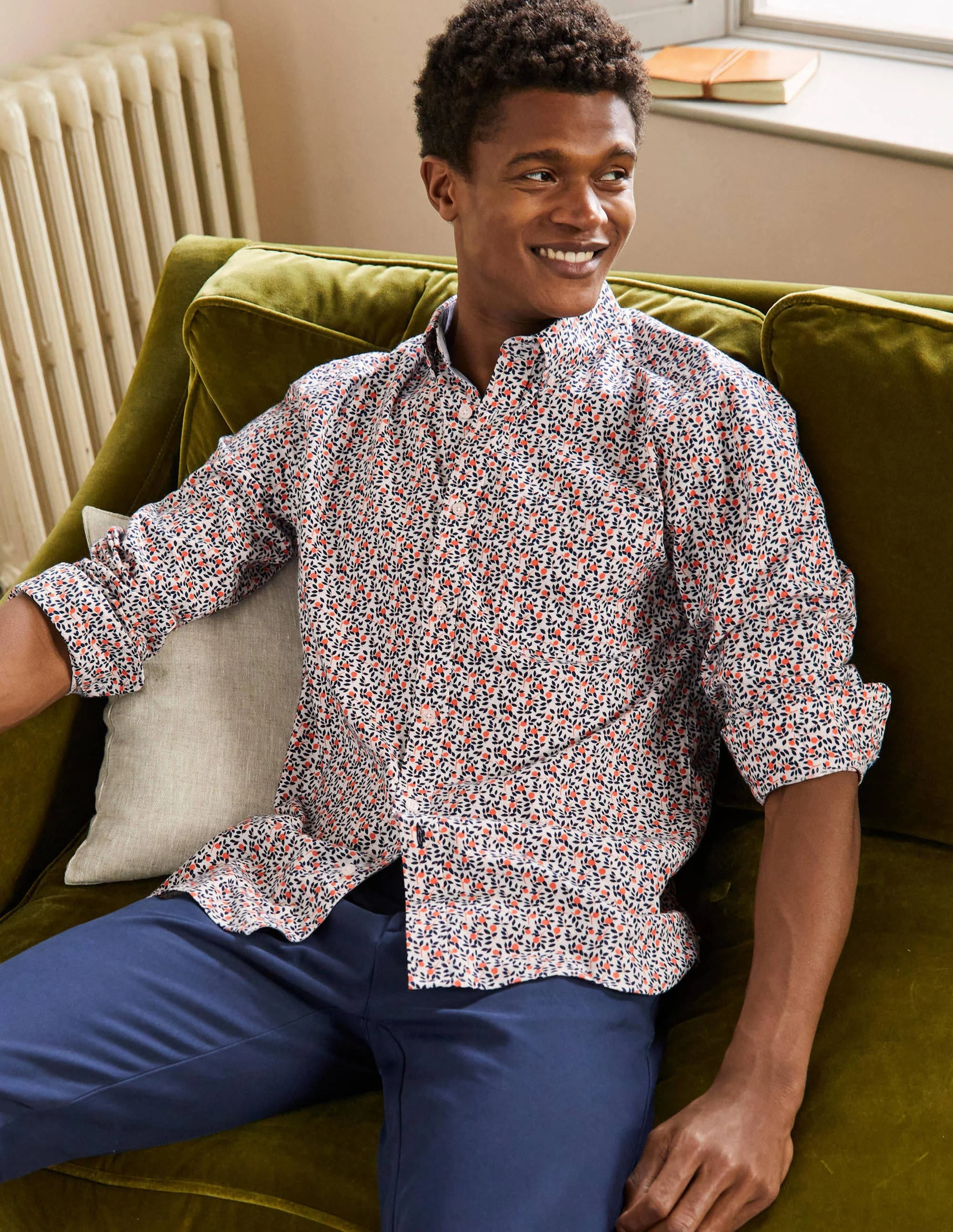 Button Down Oxford Shirt-Persimmon Fruit Foliage - Image 4