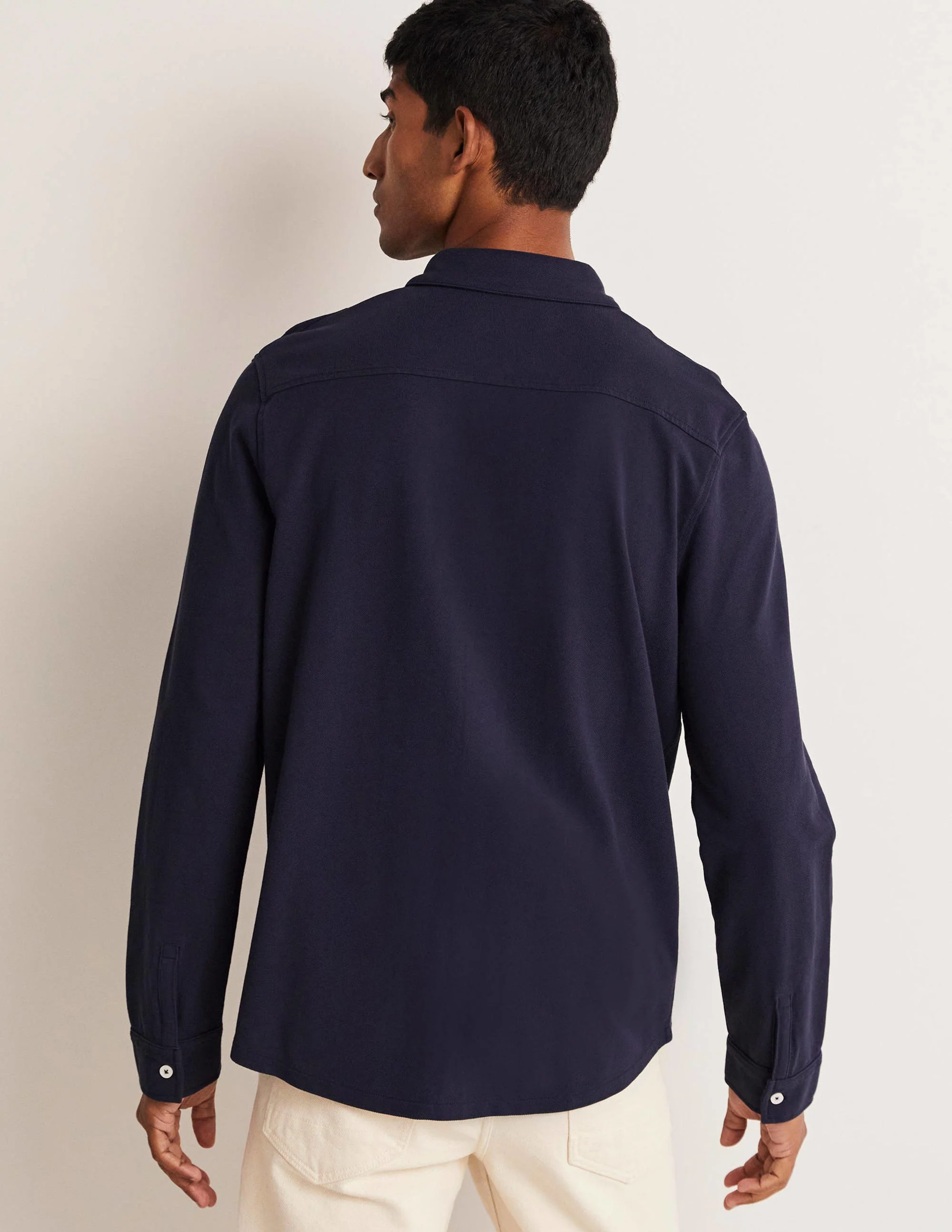 Button Down Piqué Shirt-Navy - Image 3