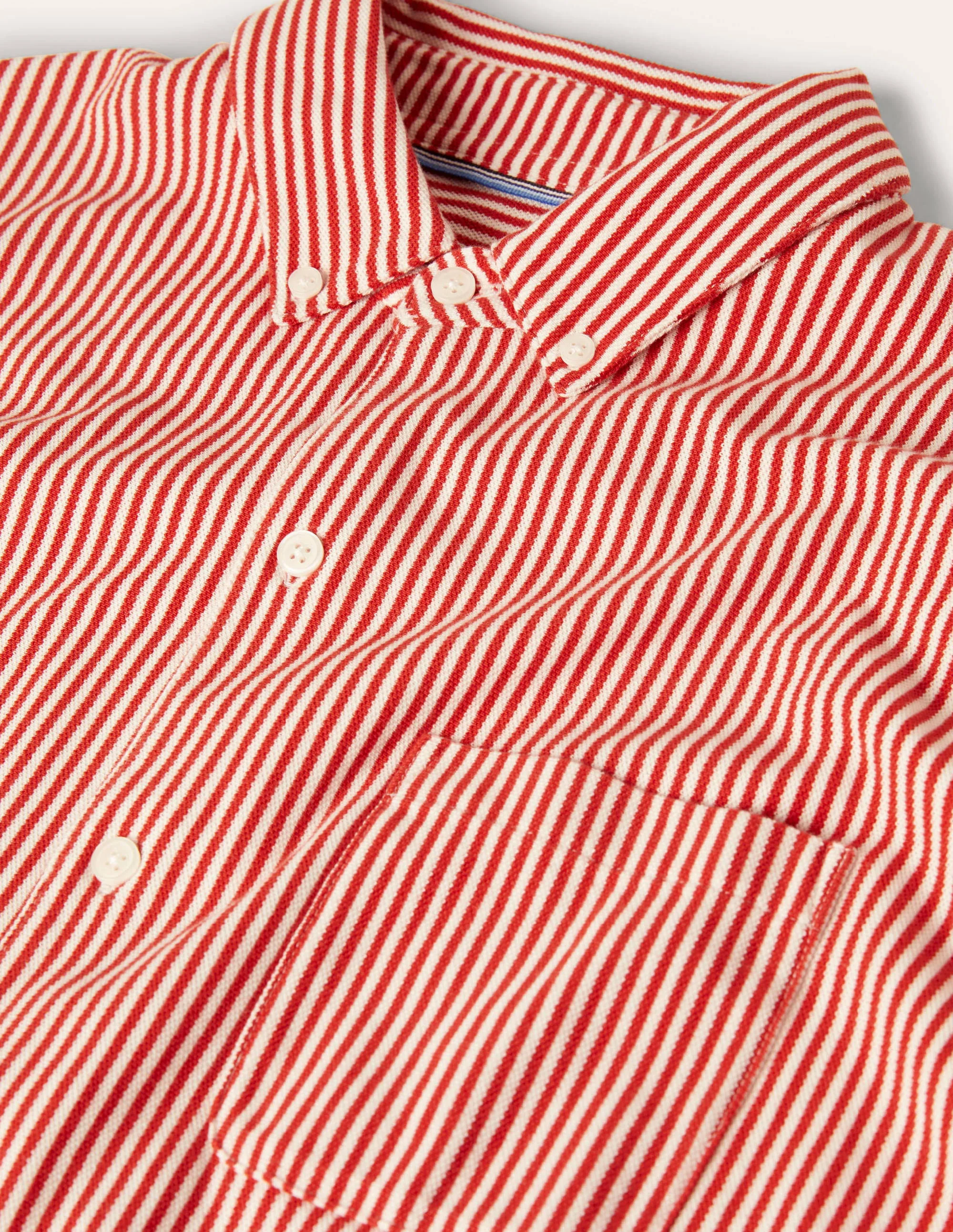 Button Down Piqué Shirt-Washed Red/Snowdrop Stripe - Image 5