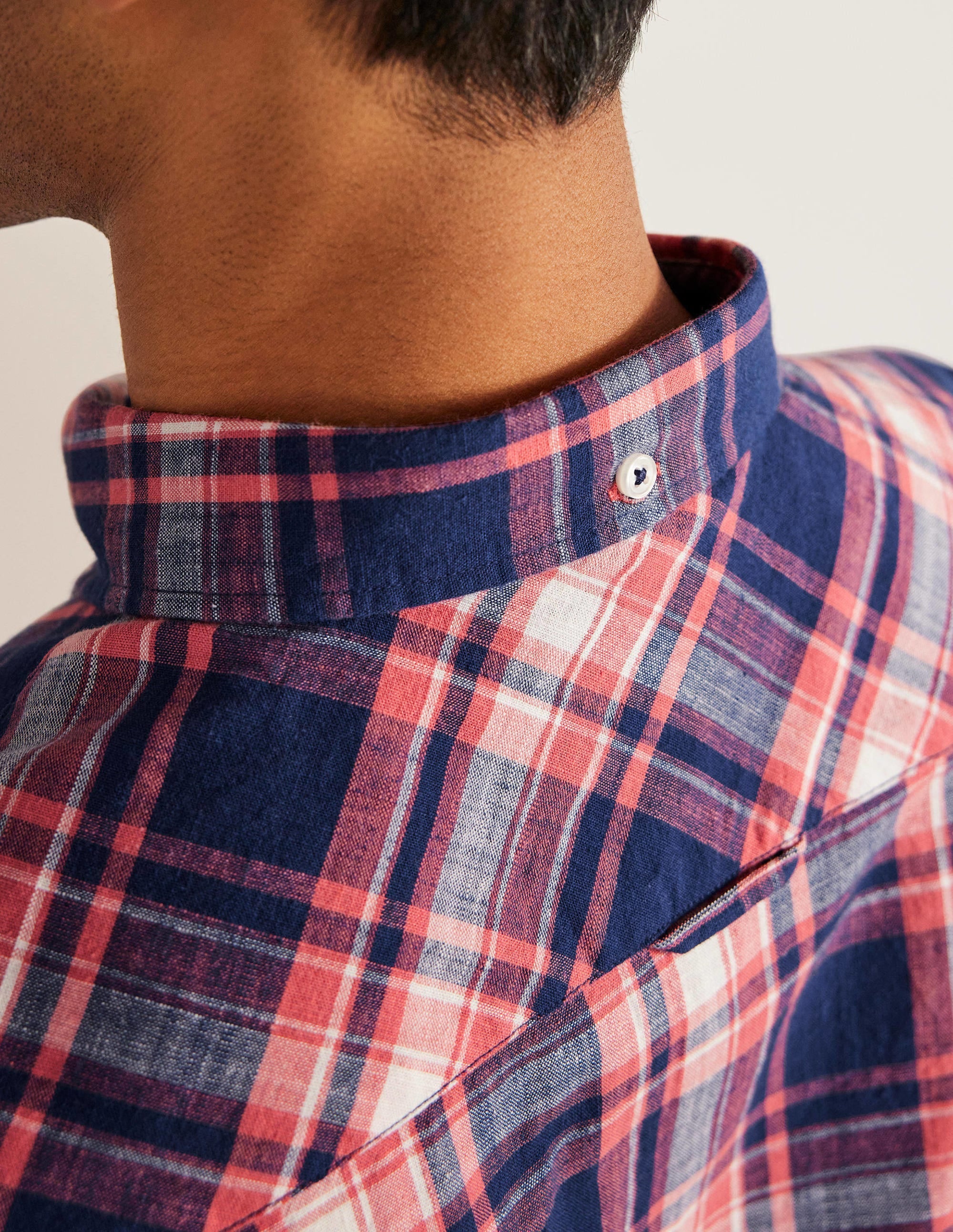 Button Down Slim Fit Shirt-Faded Red Check - Image 2