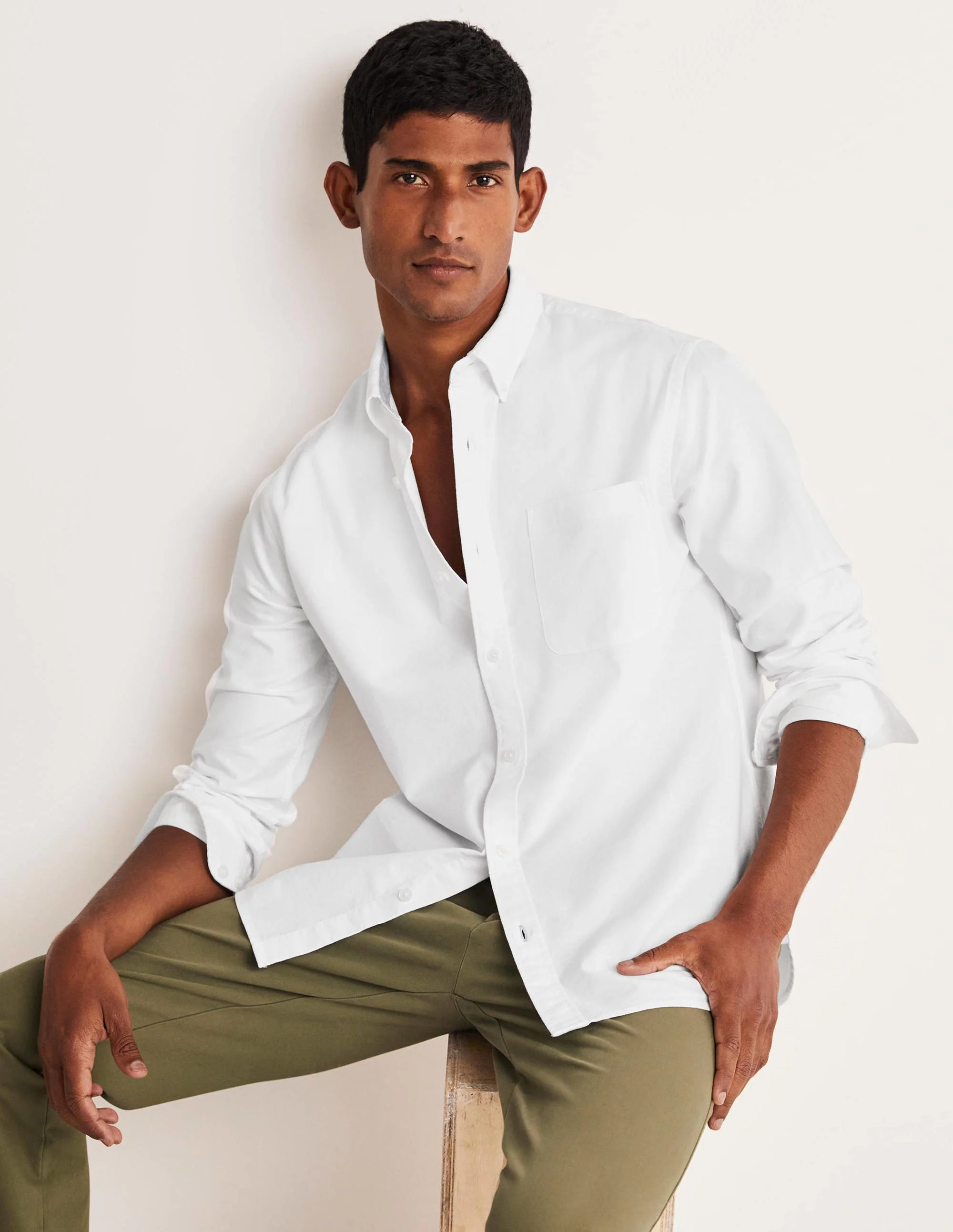 Button Down Slim Shirt-White