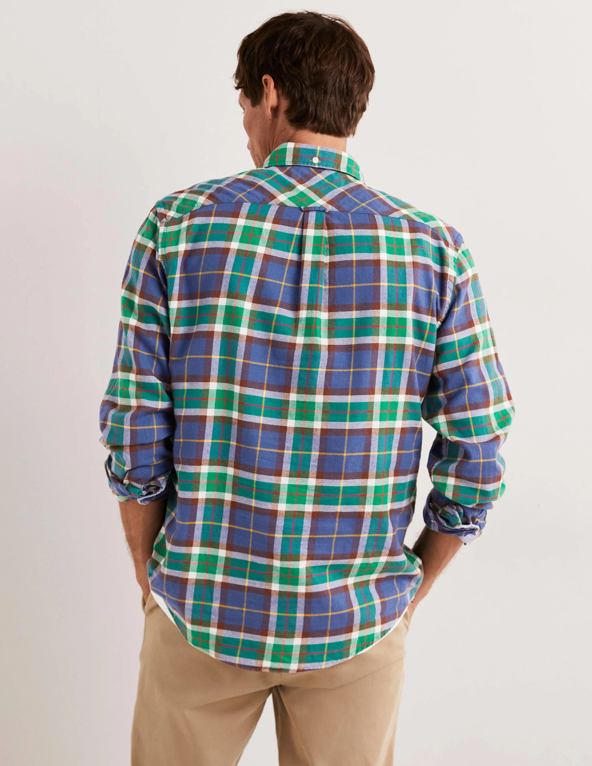 Button Down Twill Shirt-Blue Marl/Red Check - Image 8