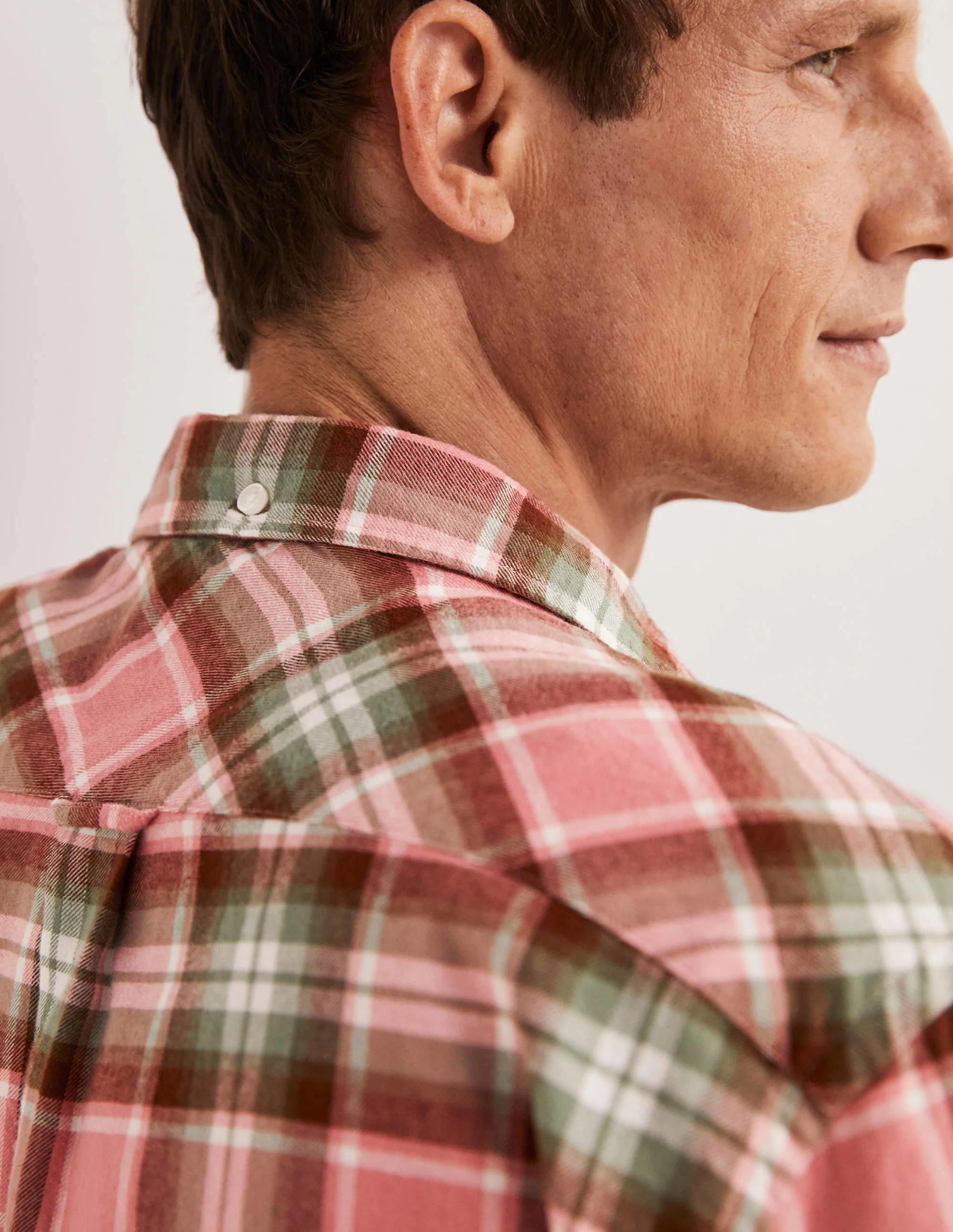 Button Down Twill Shirt-Soft Red Check - Image 10