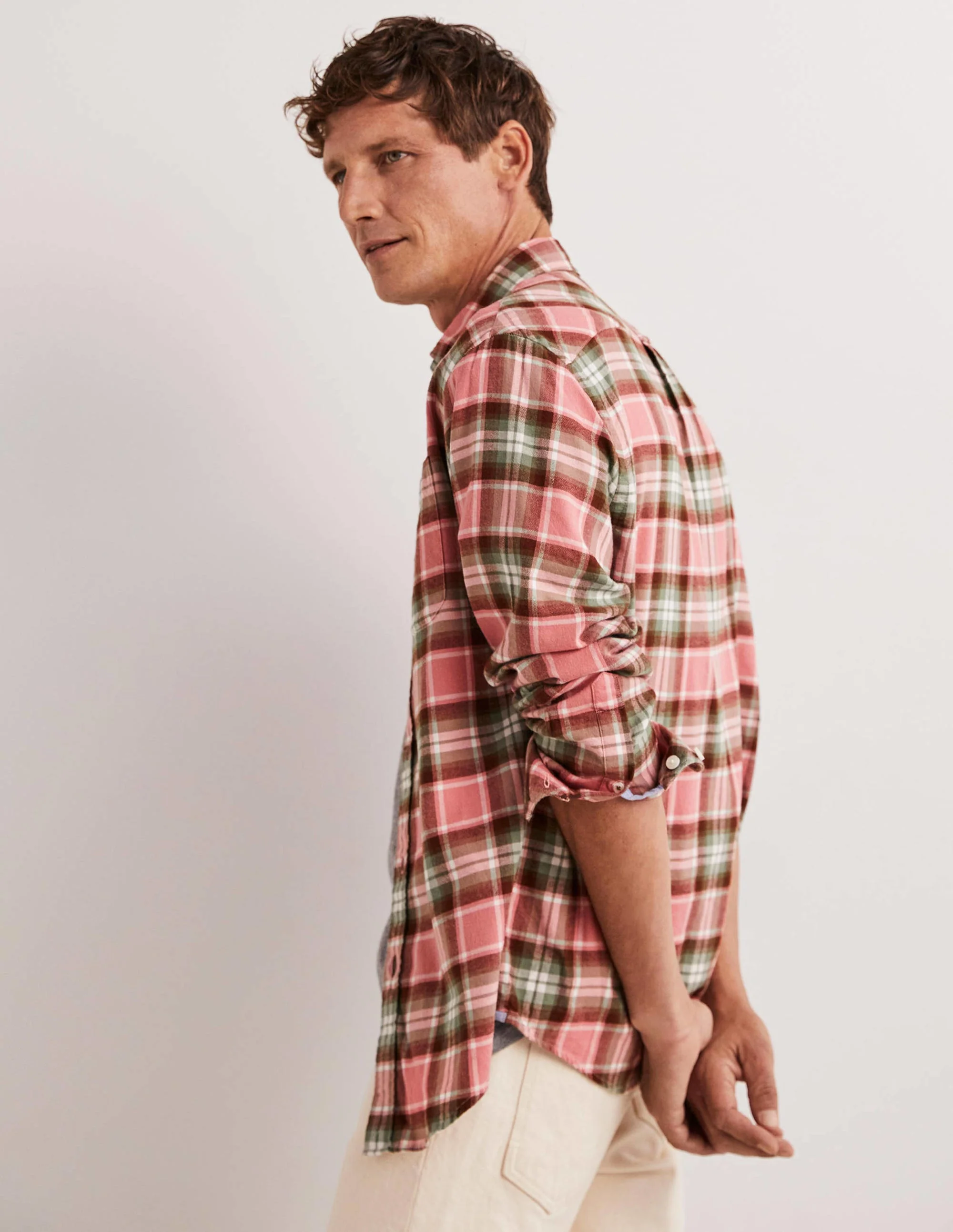 Button Down Twill Shirt-Soft Red Check - Image 8