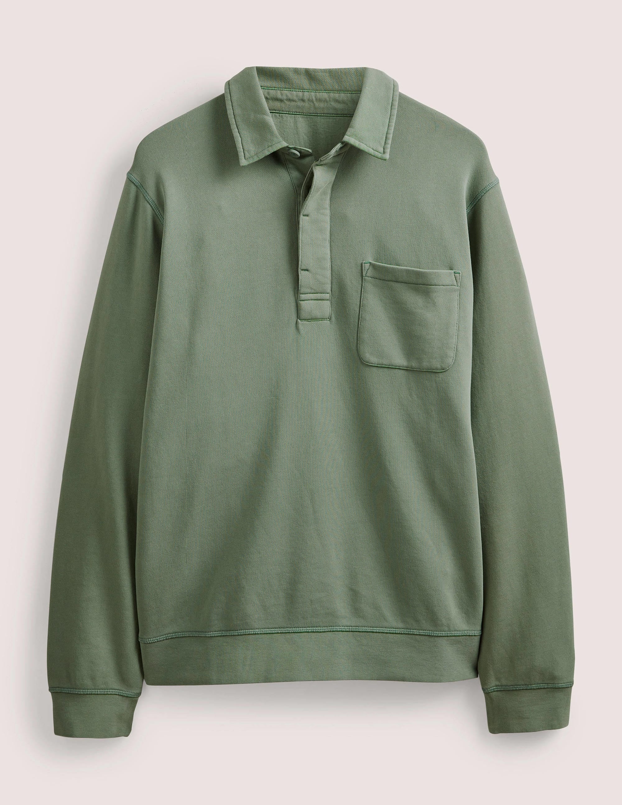 Button Neck Sweatshirt-Alligator Green - Image 5