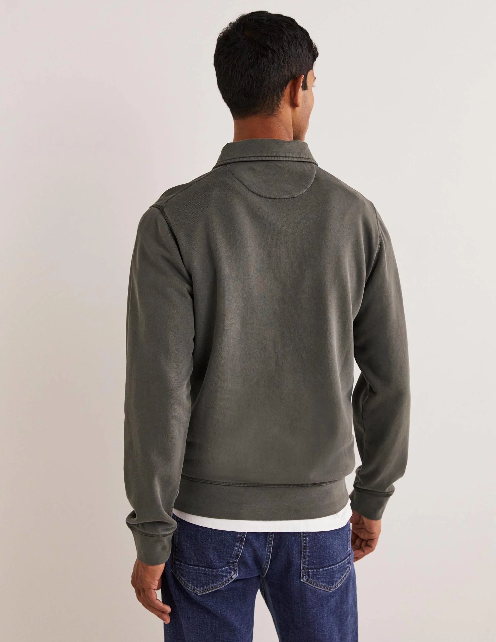Button Neck Sweatshirt-Dark Grey - Image 3