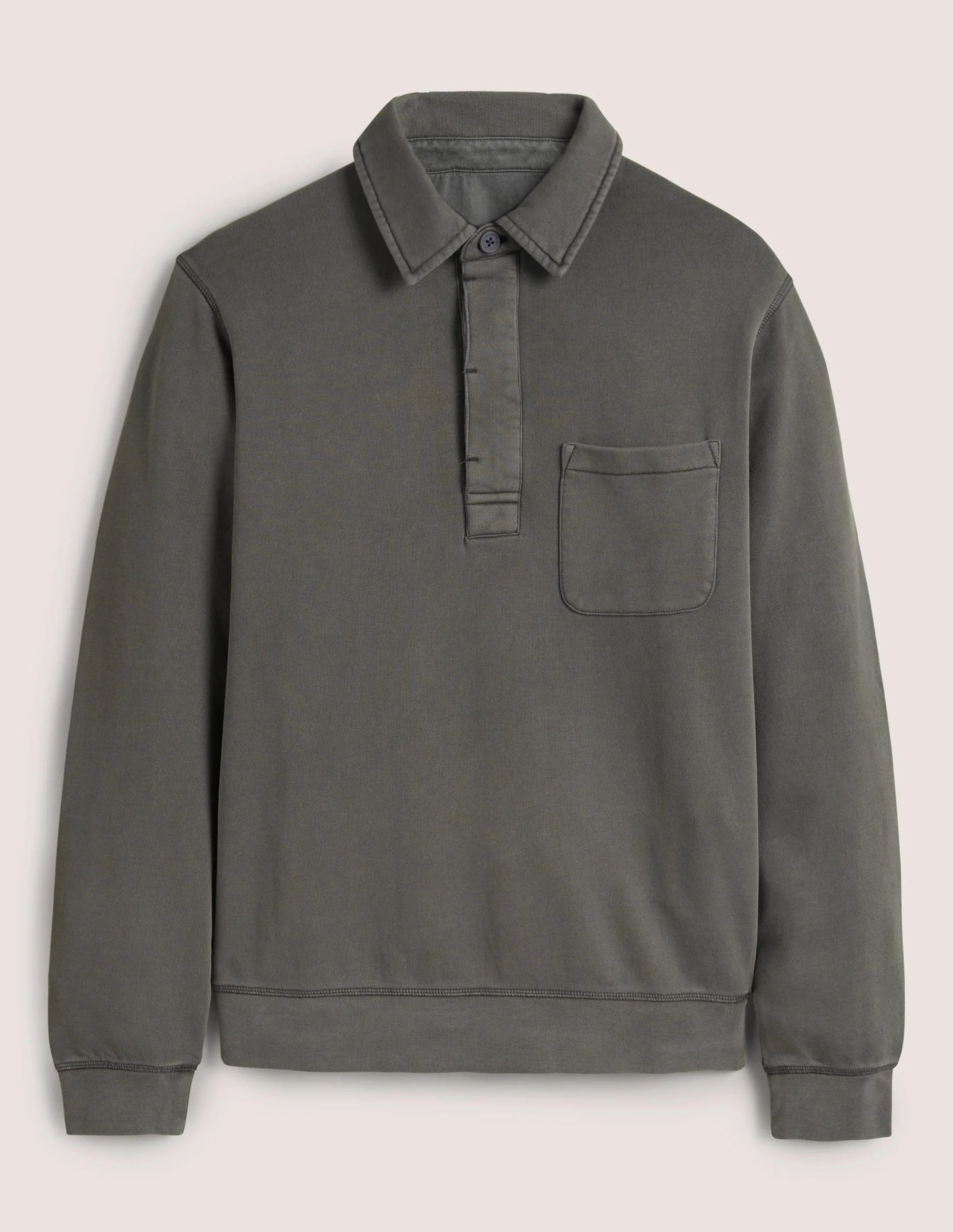 Button Neck Sweatshirt-Dark Grey - Image 5
