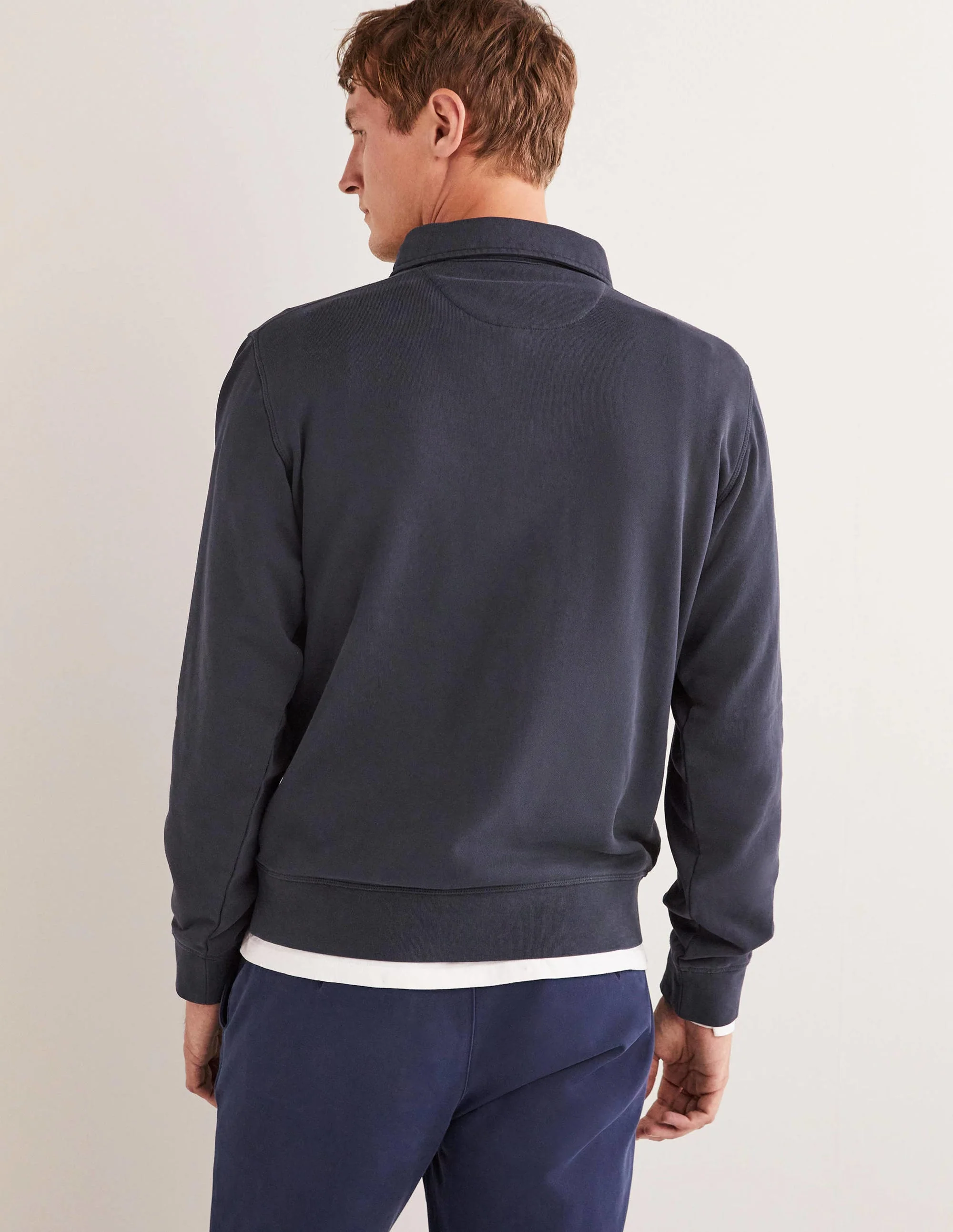 Button Neck Sweatshirt-Navy - Image 4