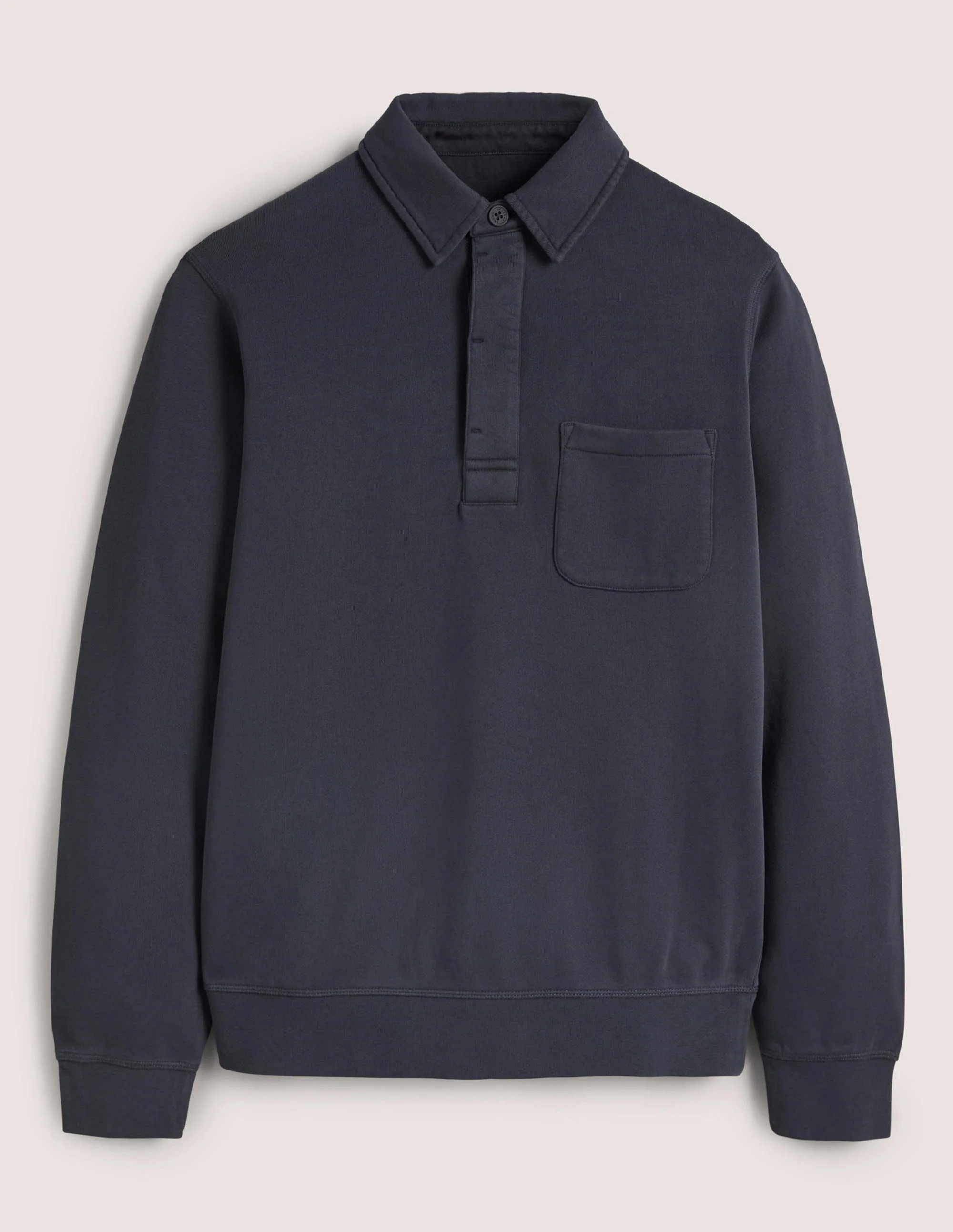 Button Neck Sweatshirt-Navy - Image 5