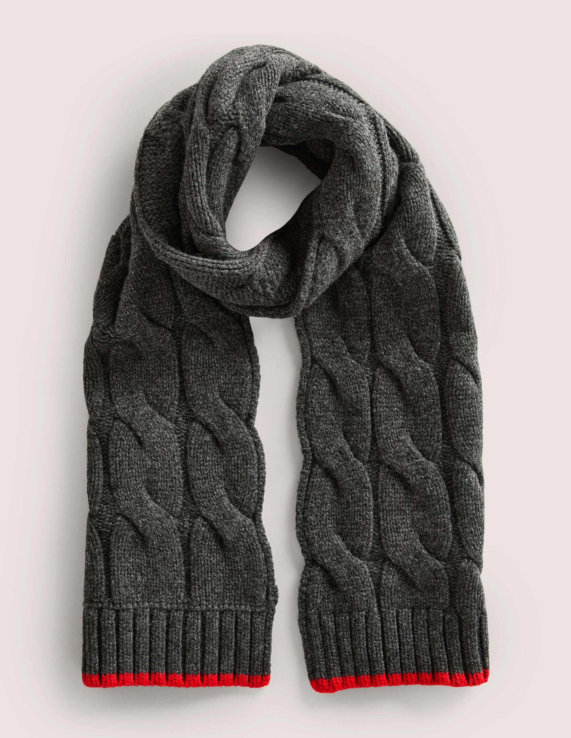 Cable Scarf-Charcoal