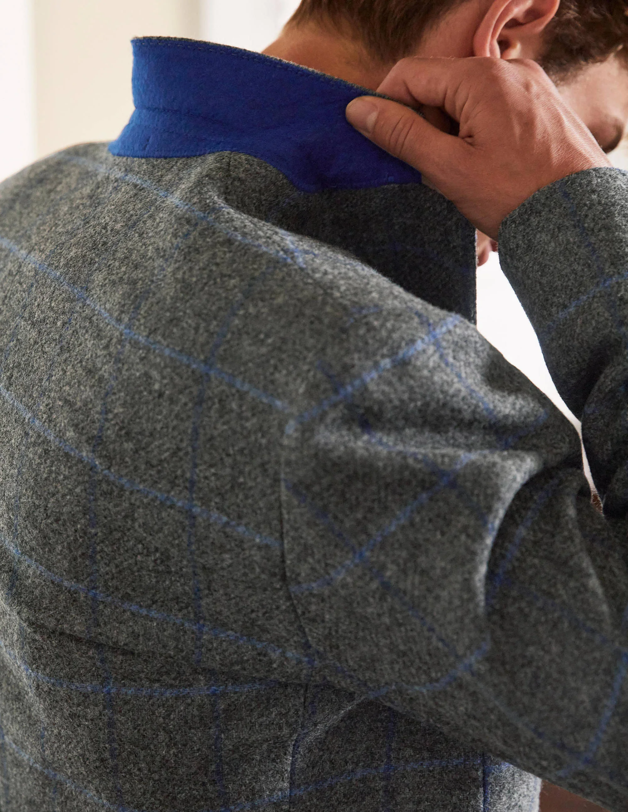 Caldey British Tweed Blazer-Charcoal Windowpane - Image 2
