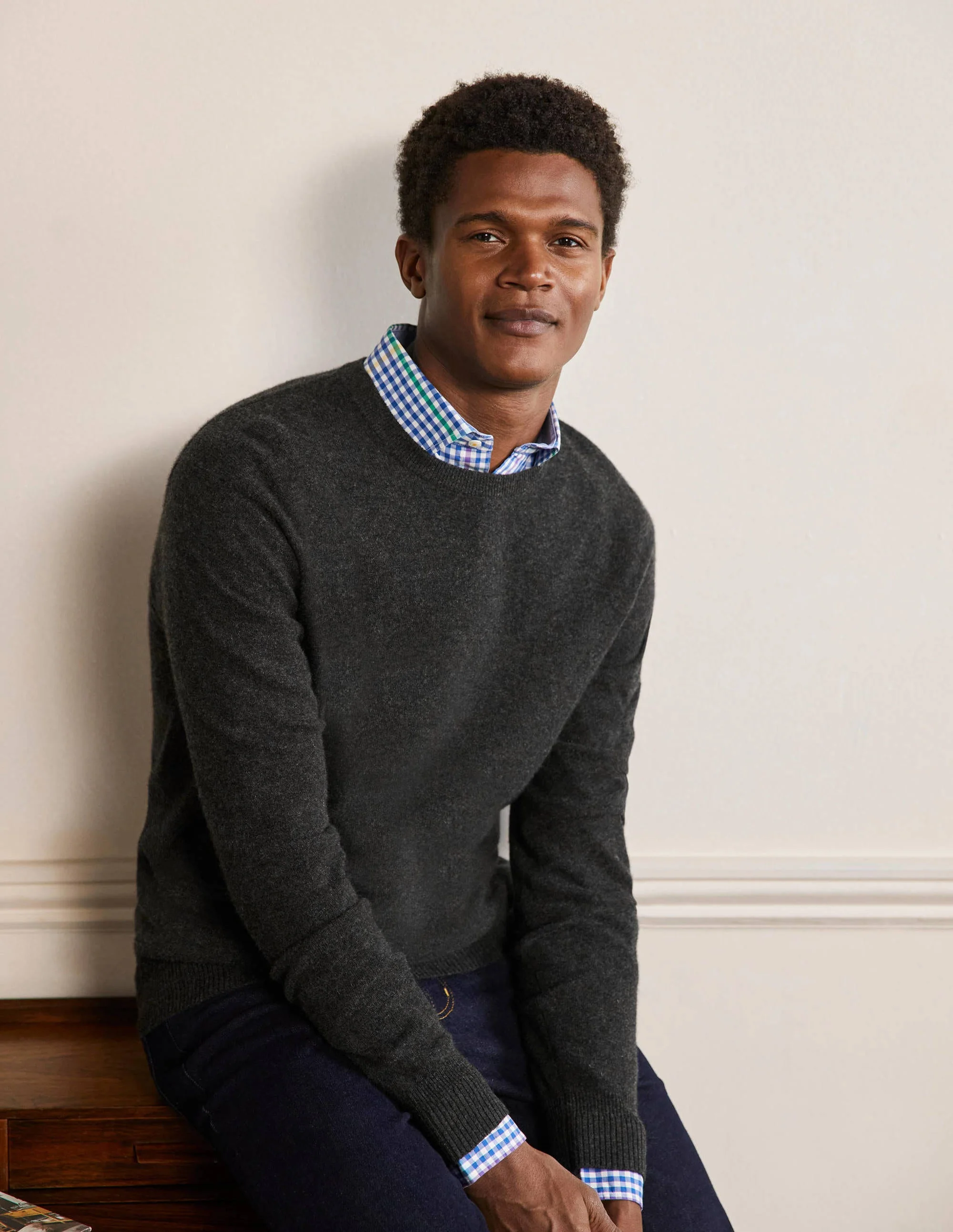 Cashmere Crew Neck Sweater-Dark Grey Melange