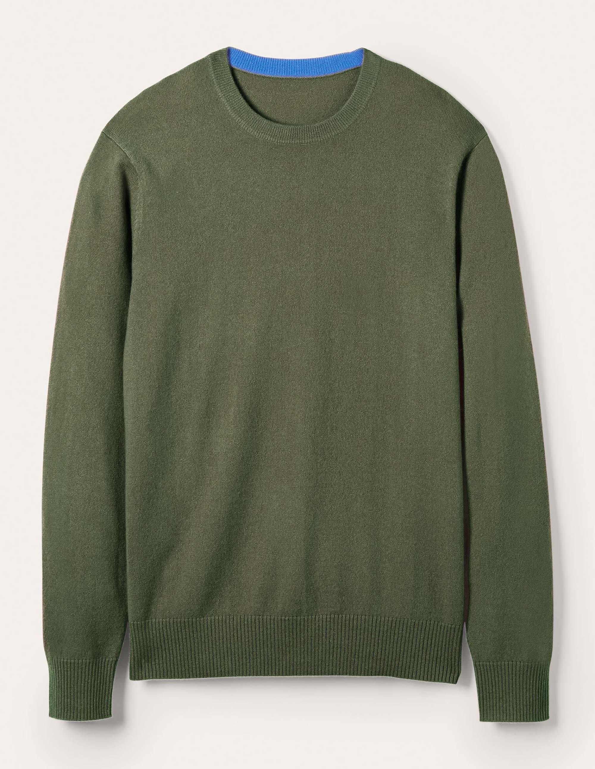 Cashmere Crew Neck Sweater-Dark Sage Marl - Image 5