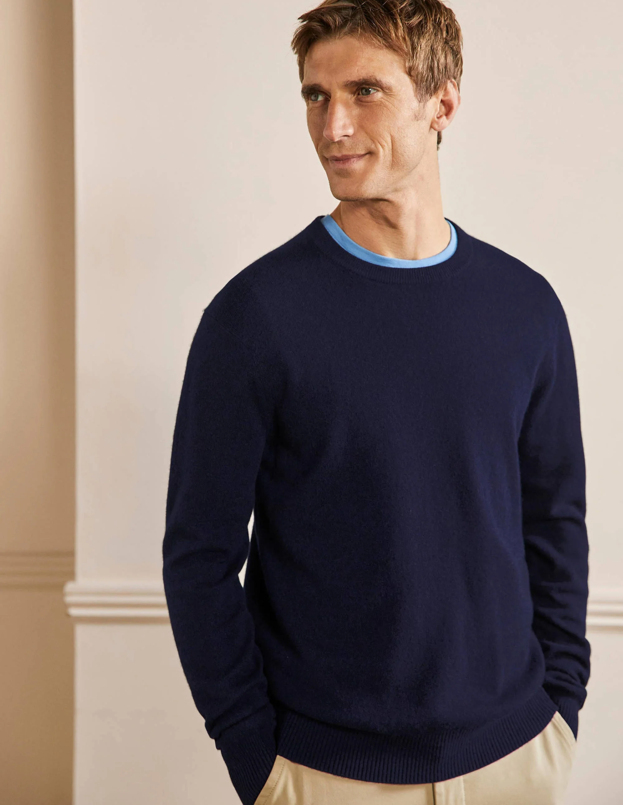 Cashmere Crew Neck Sweater-Navy