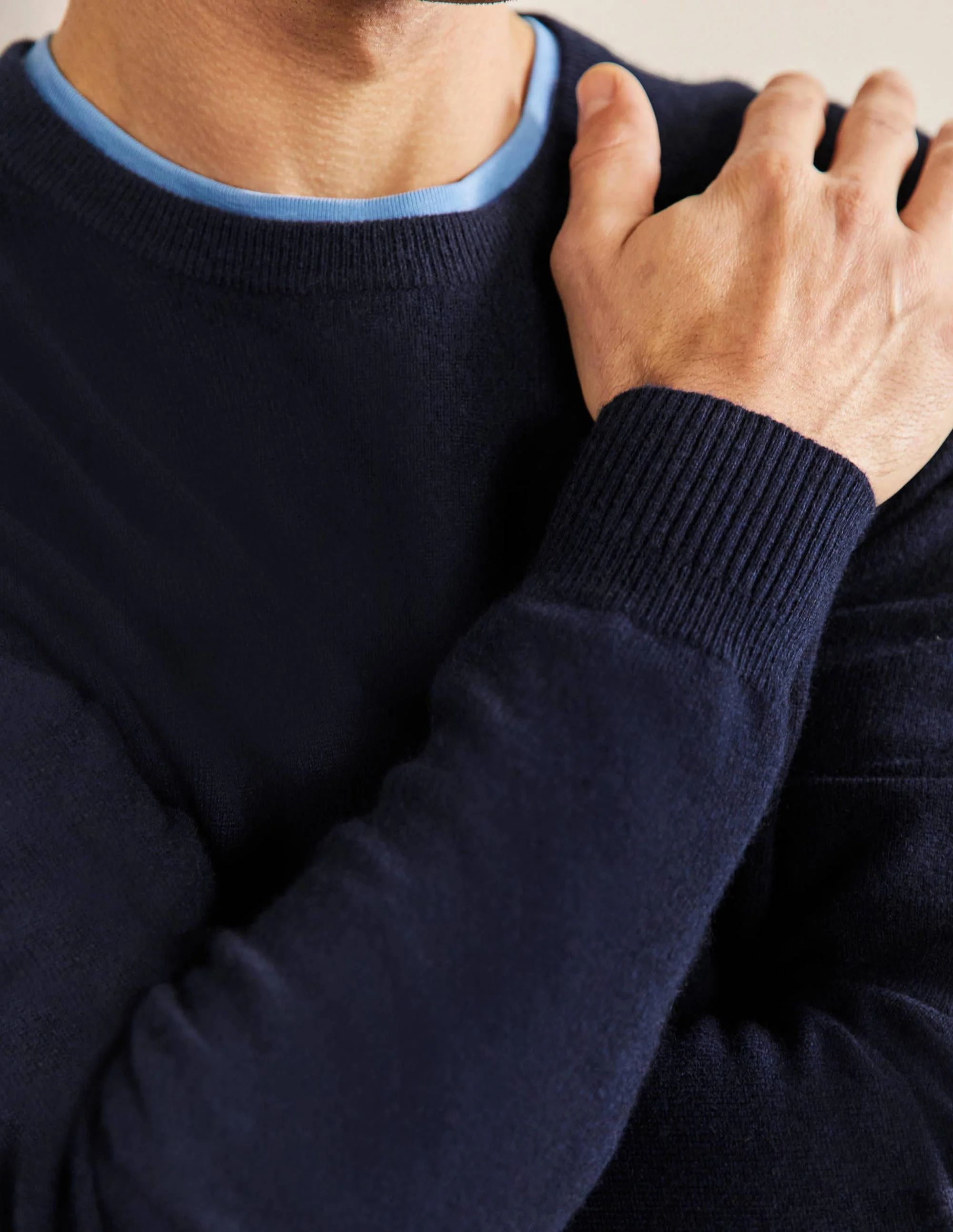 Cashmere Crew Neck Sweater-Navy - Image 2