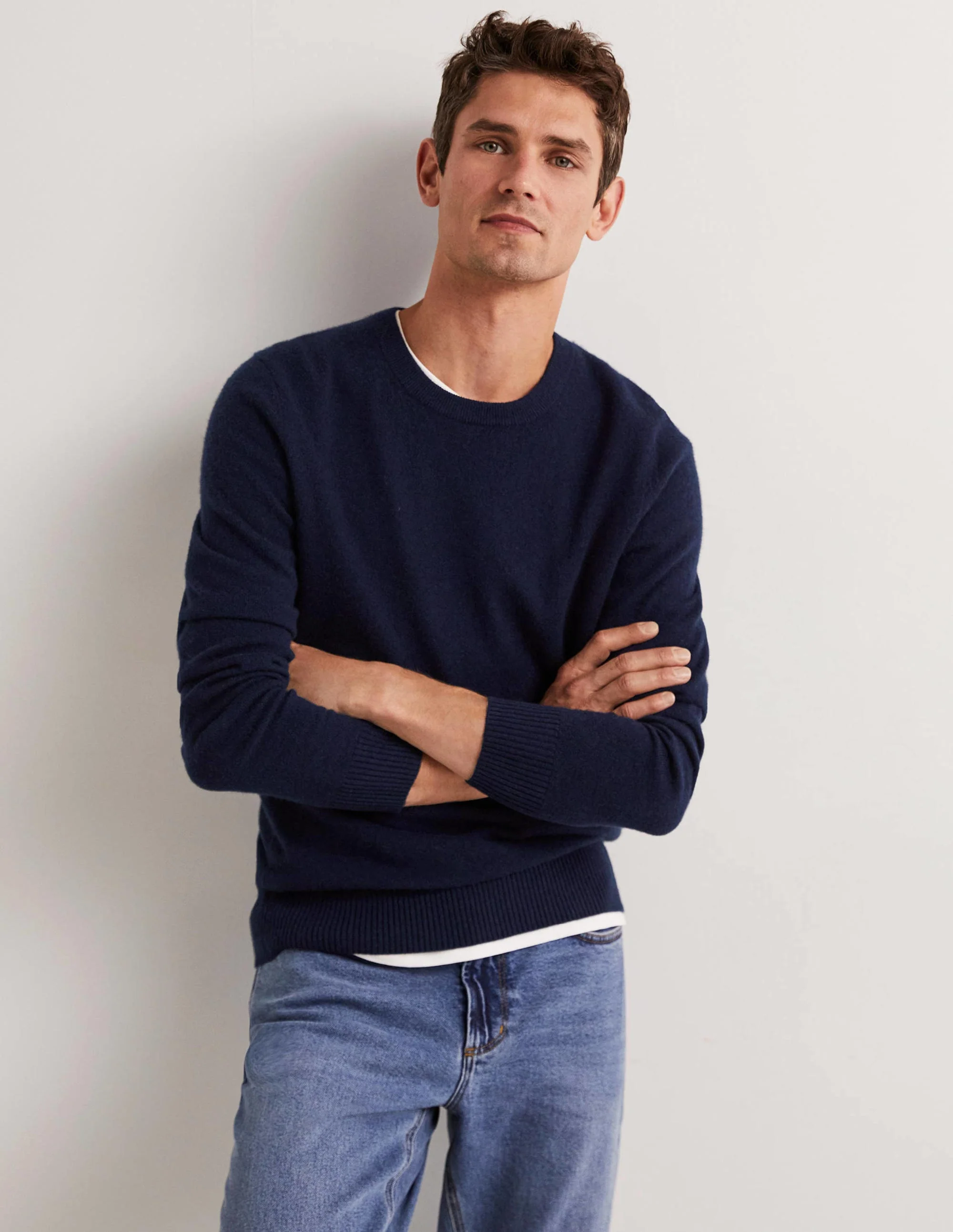 Cashmere Crew Neck Sweater-Navy
