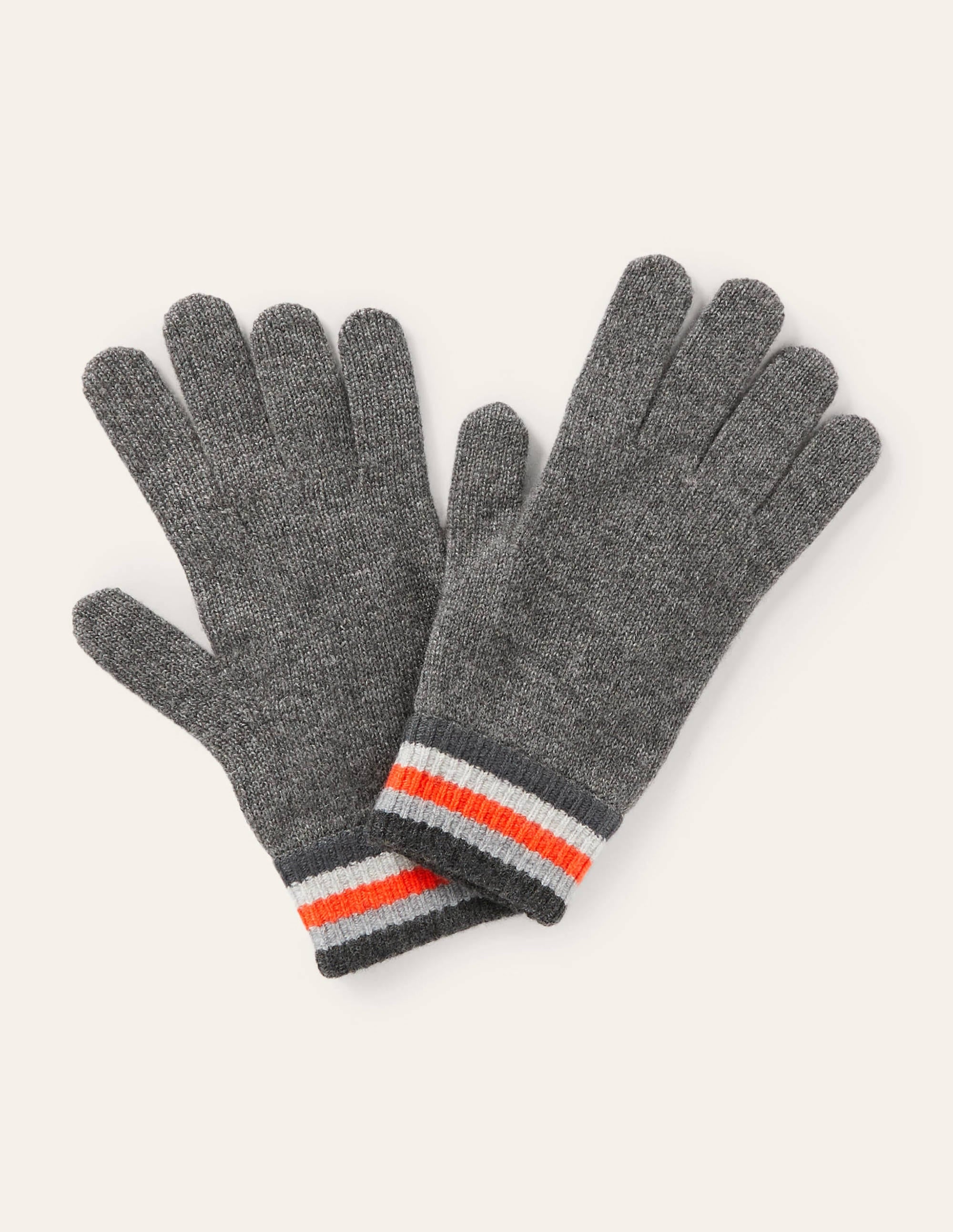 Cashmere Gloves-Grey Stripe