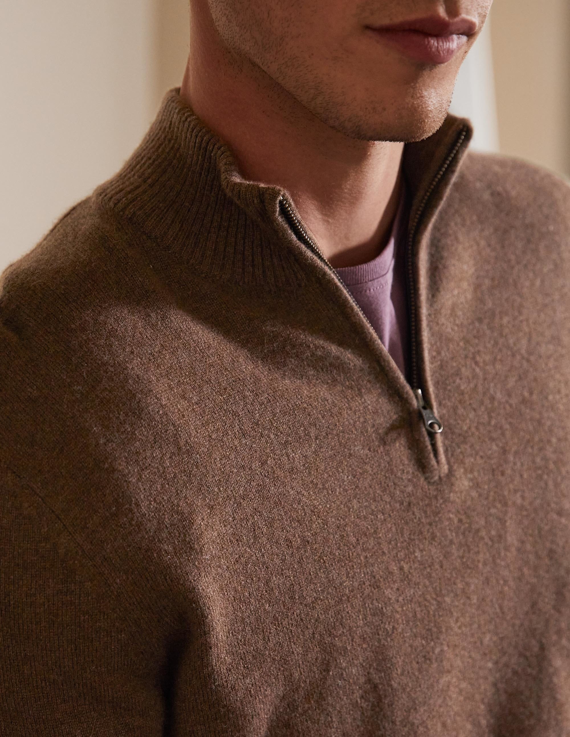 Cashmere Half-Zip Sweater-Cacao - Image 2