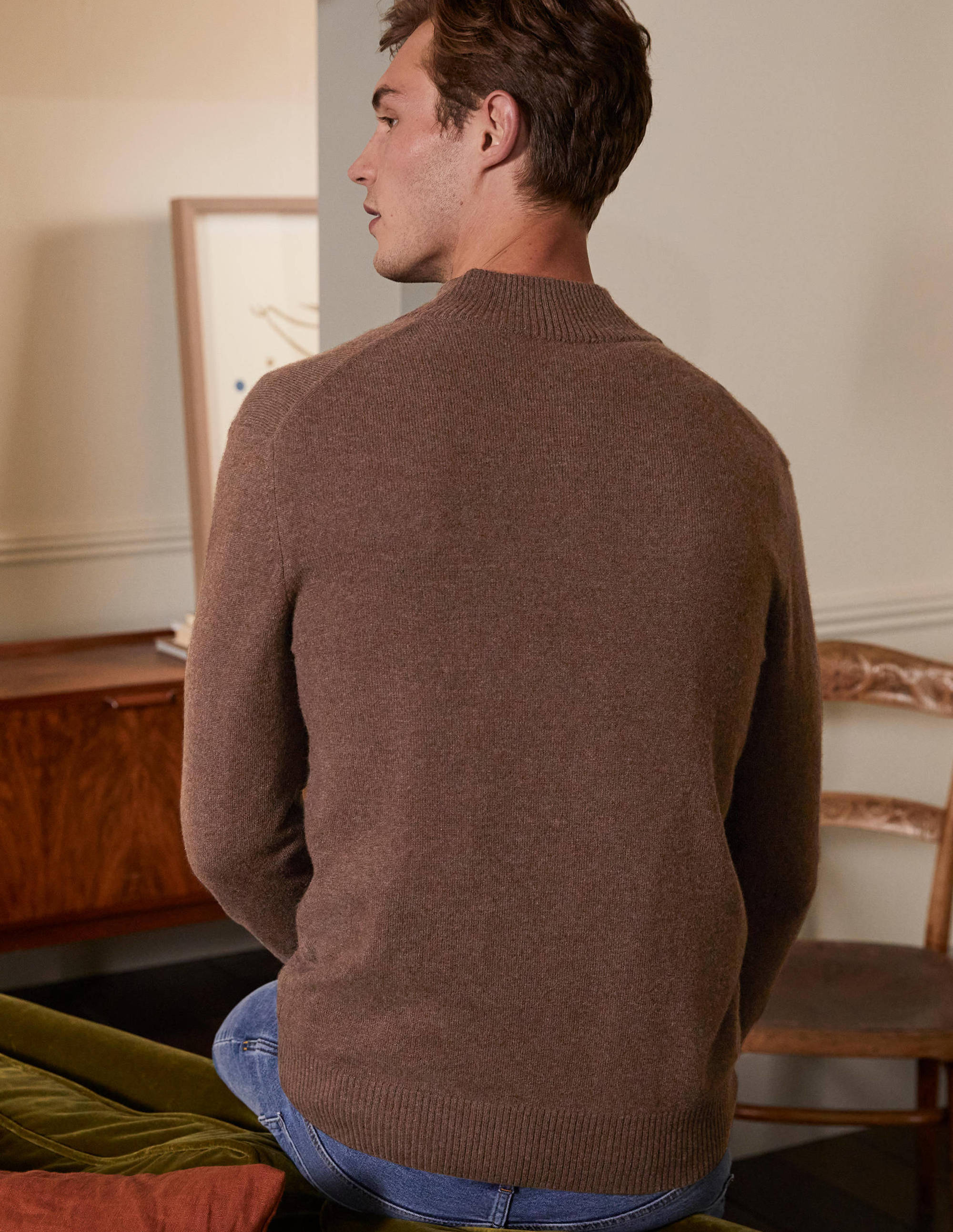 Cashmere Half-Zip Sweater-Cacao - Image 3