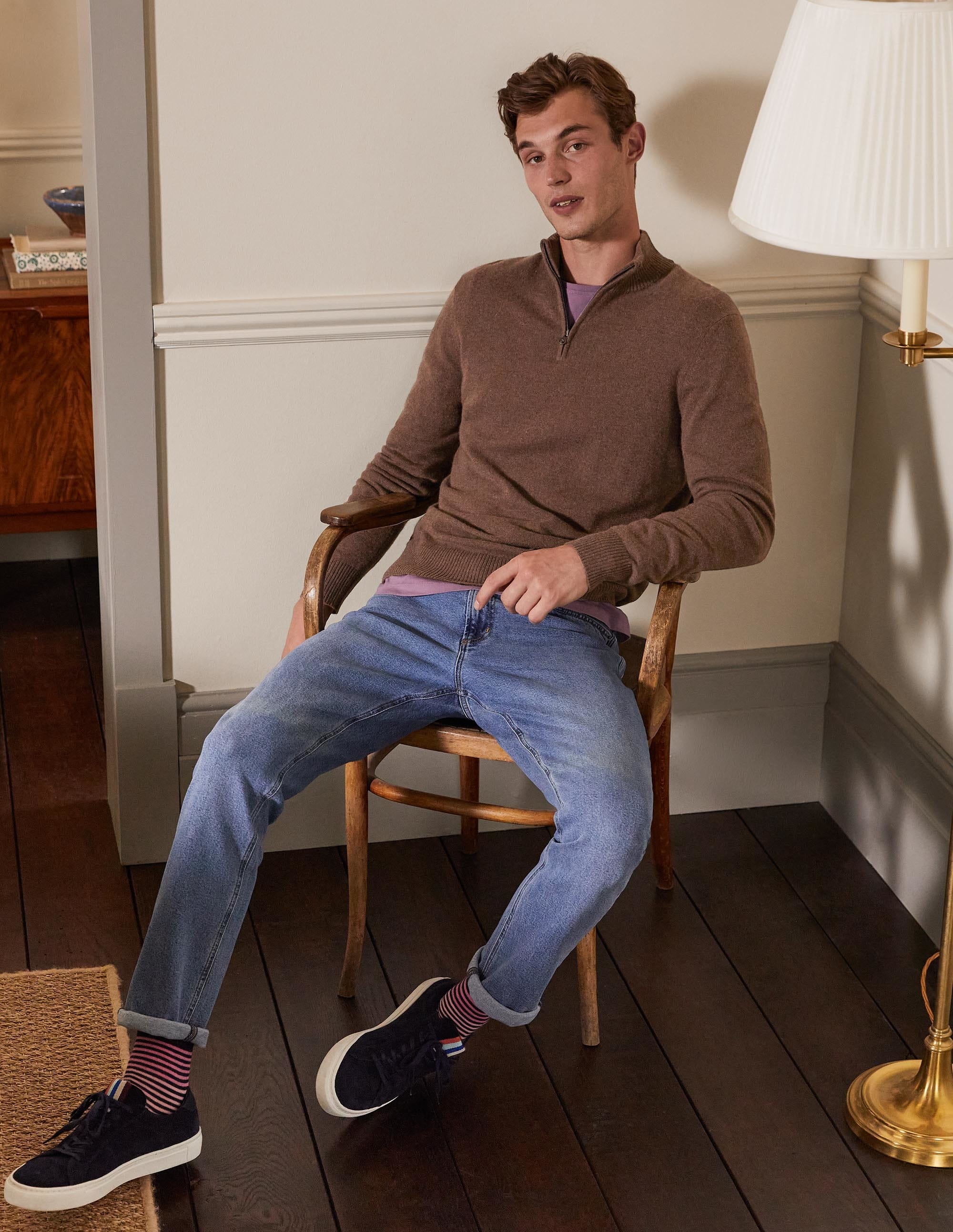 Cashmere Half-Zip Sweater-Cacao - Image 4