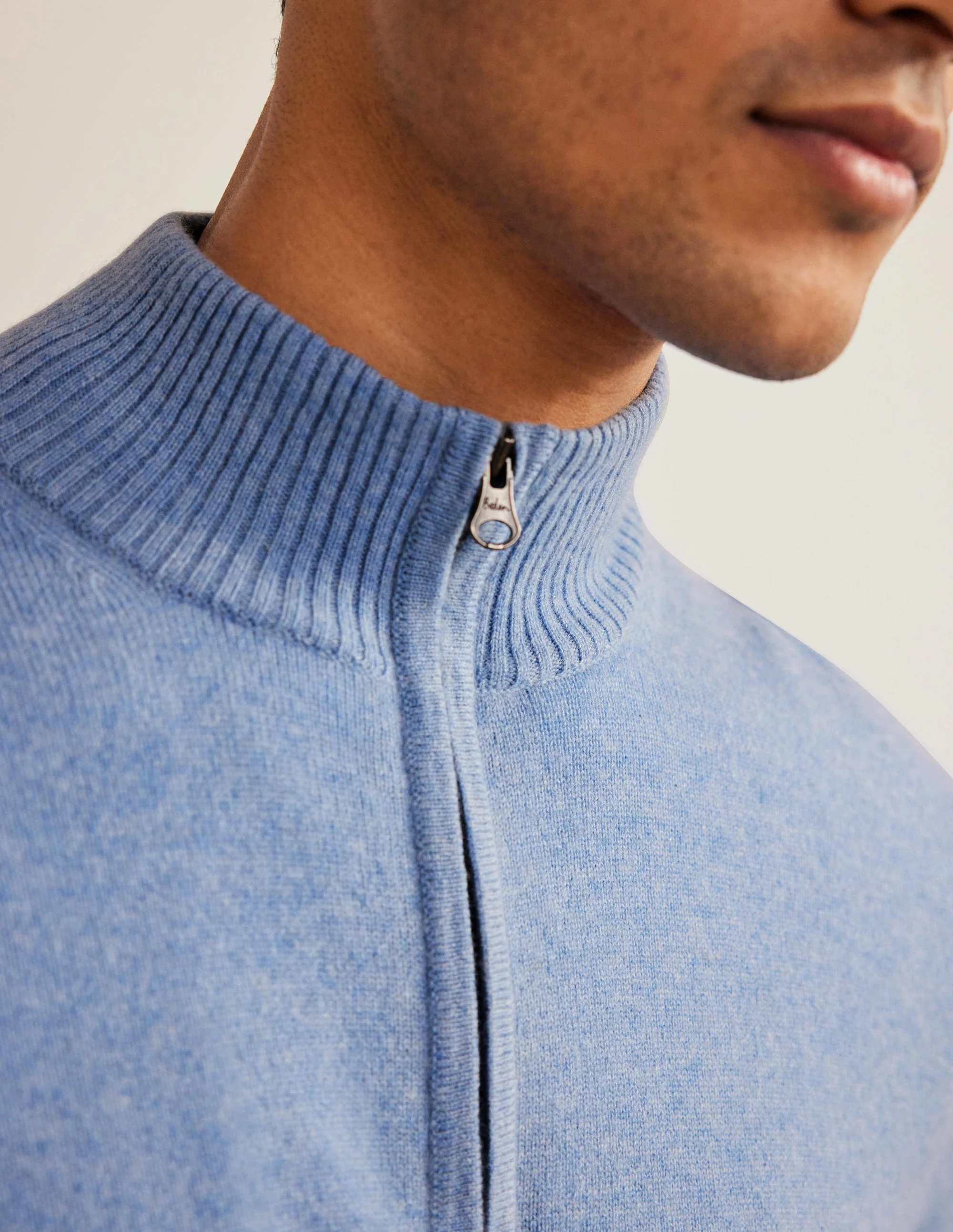 Cashmere Half-Zip Sweater-Dolly Blue - Image 2