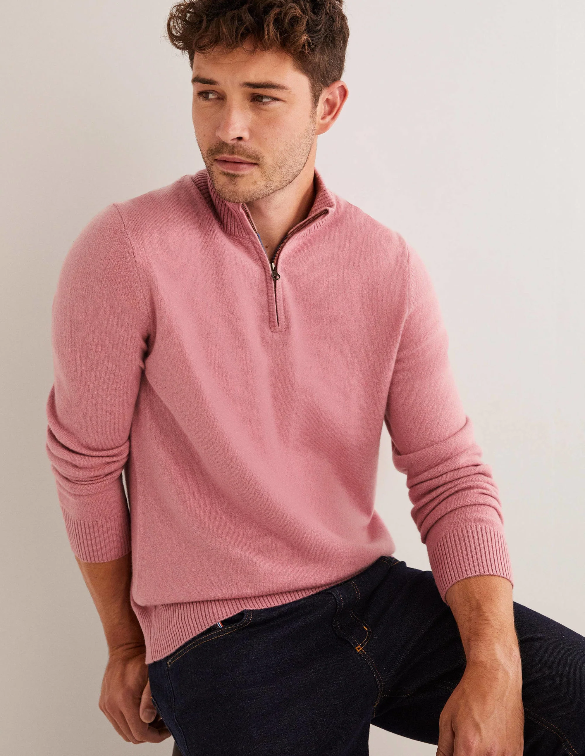 Cashmere Half-Zip Sweater-Lilac - Image 4