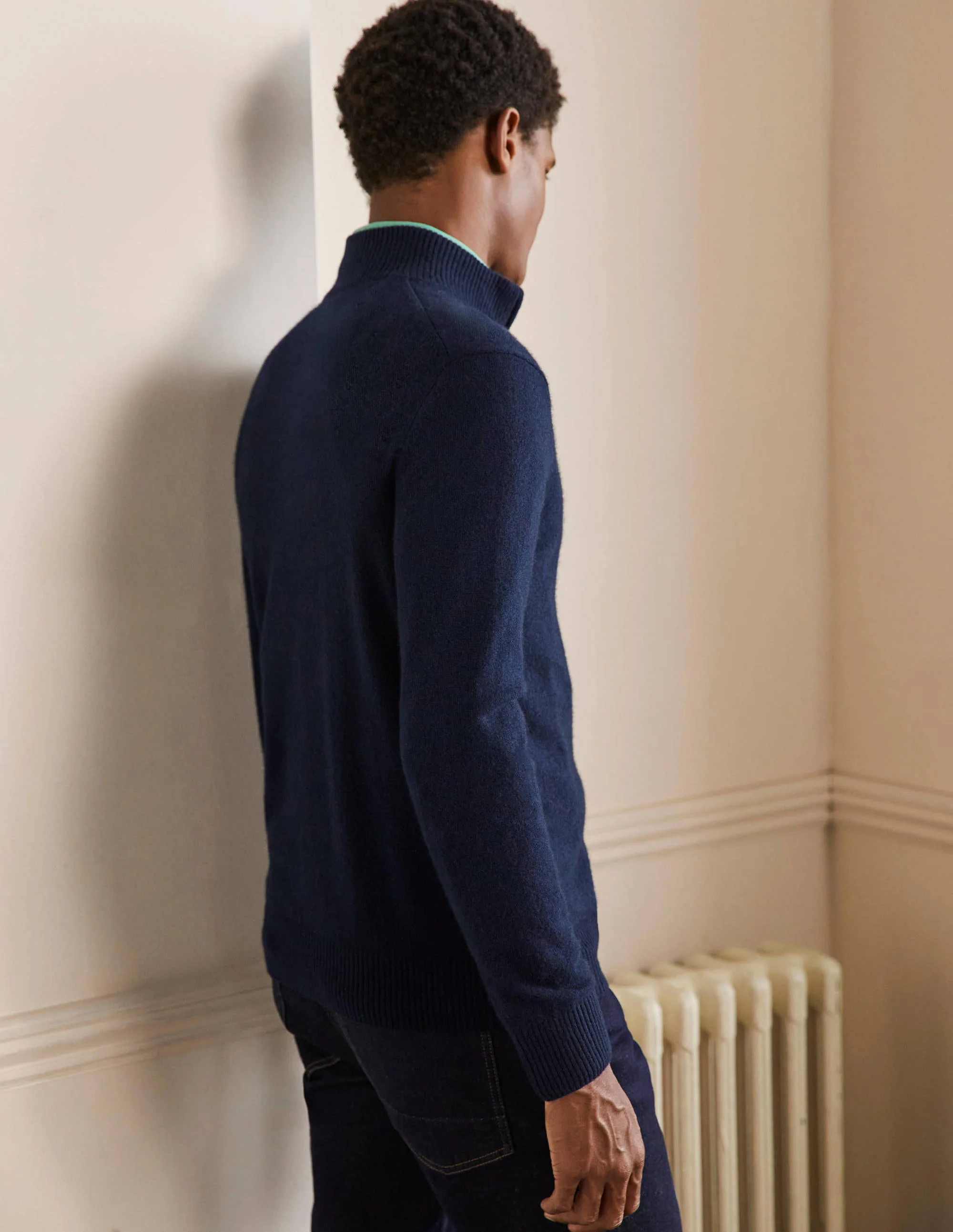 Cashmere Half-Zip Sweater-Navy - Image 2
