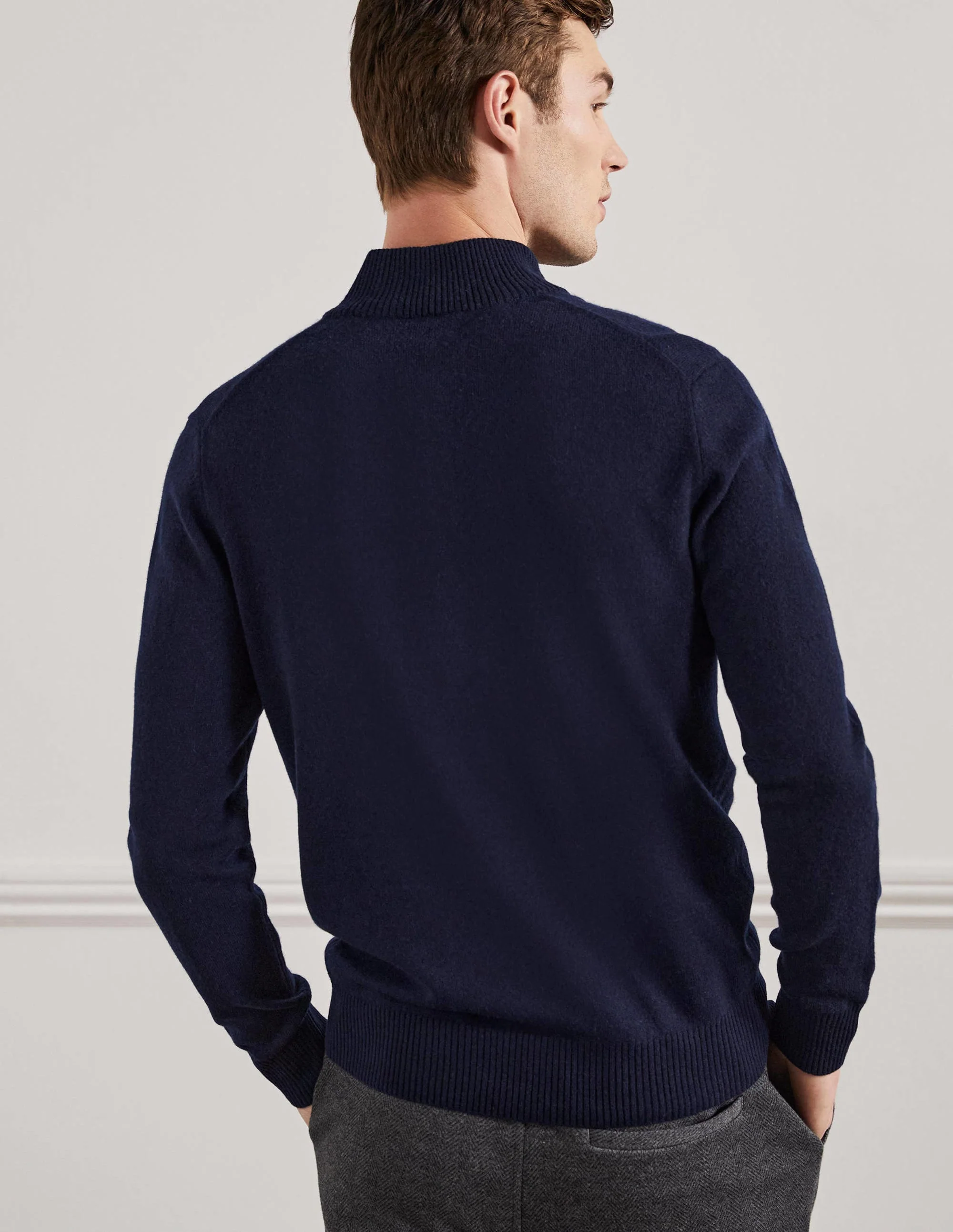 Cashmere Half-Zip Sweater-Navy - Image 3