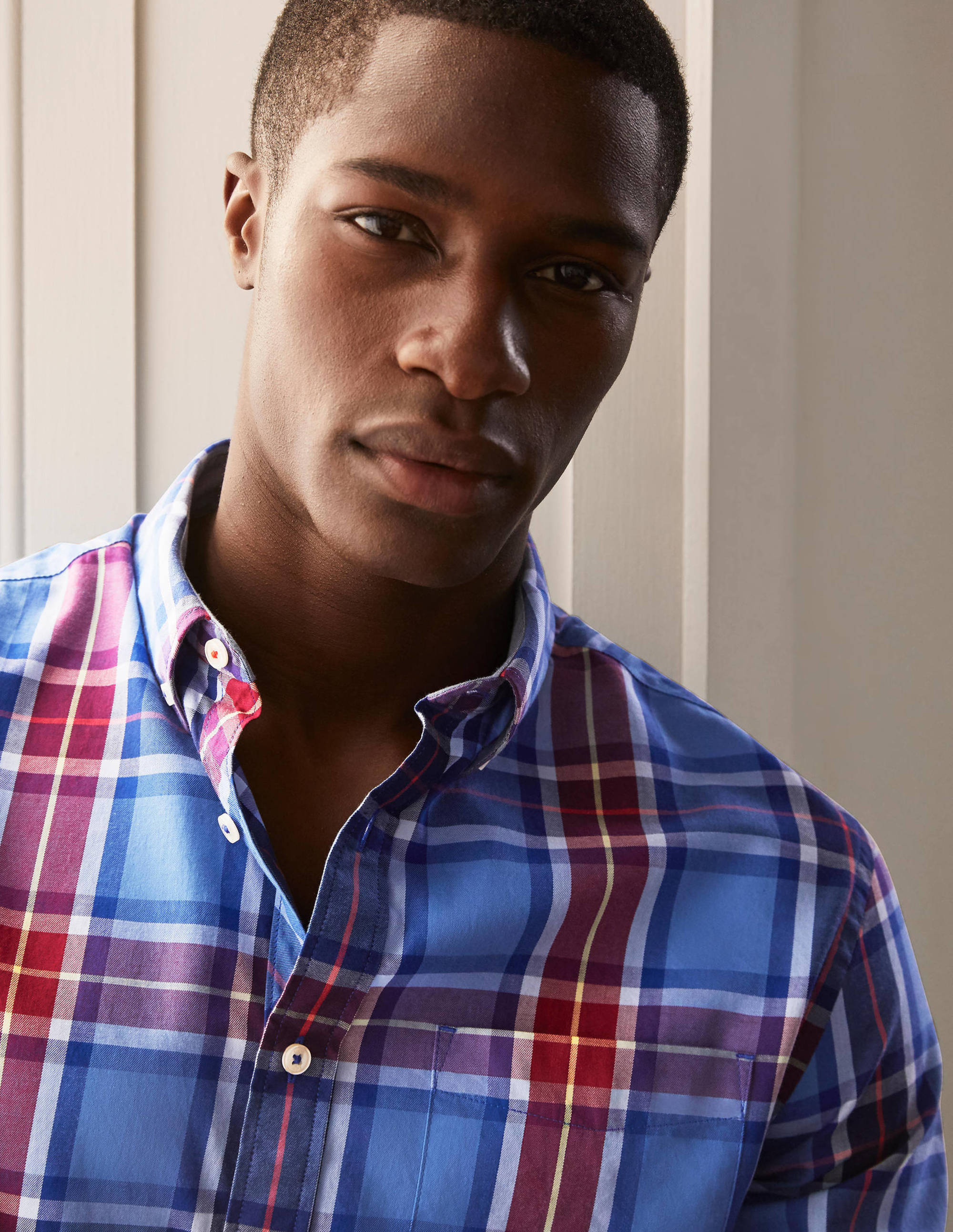 Casual Check Shirt-Sky Blue/Merlot Check - Image 2