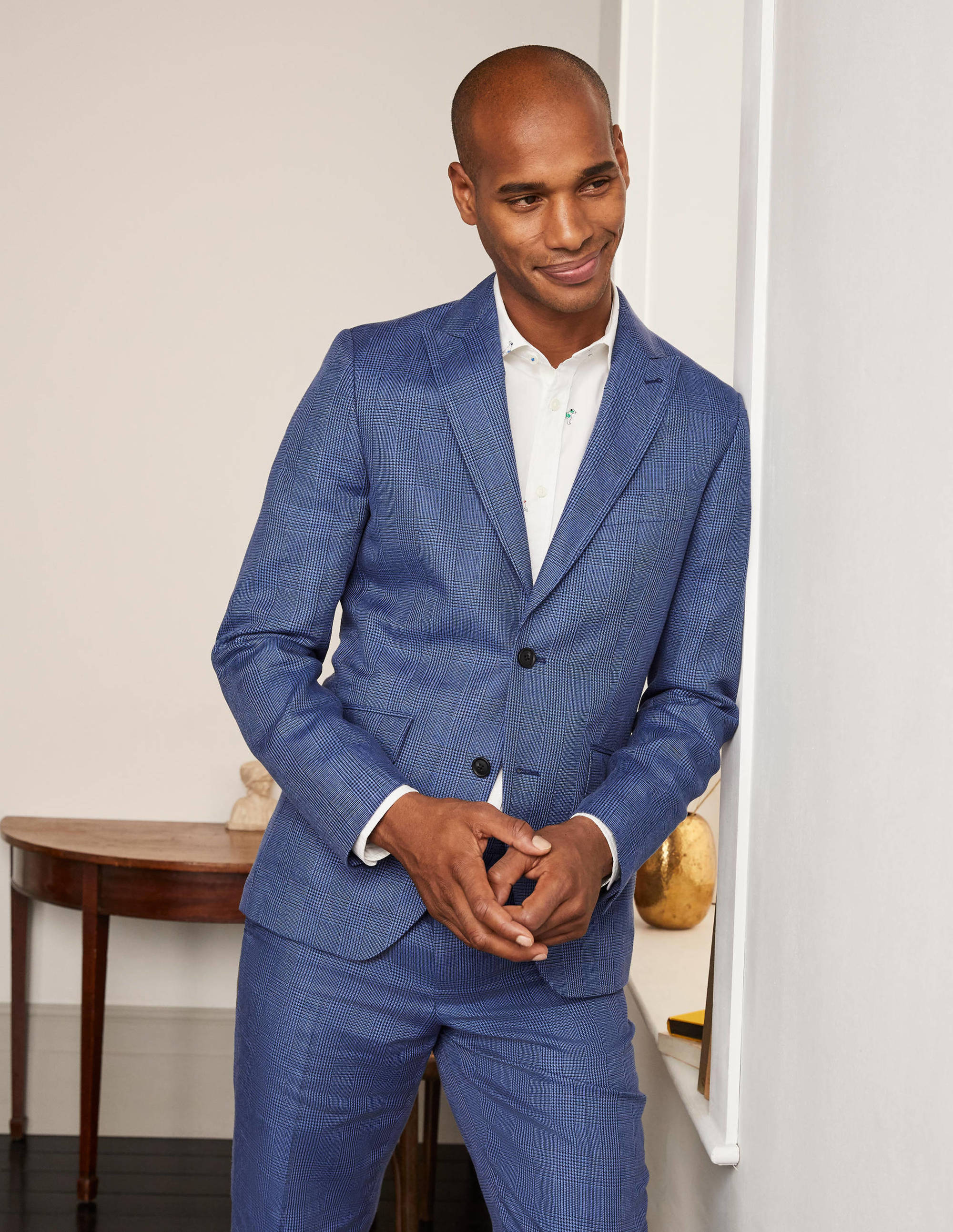 Cavenham Linen Blend Blazer-Blues POW