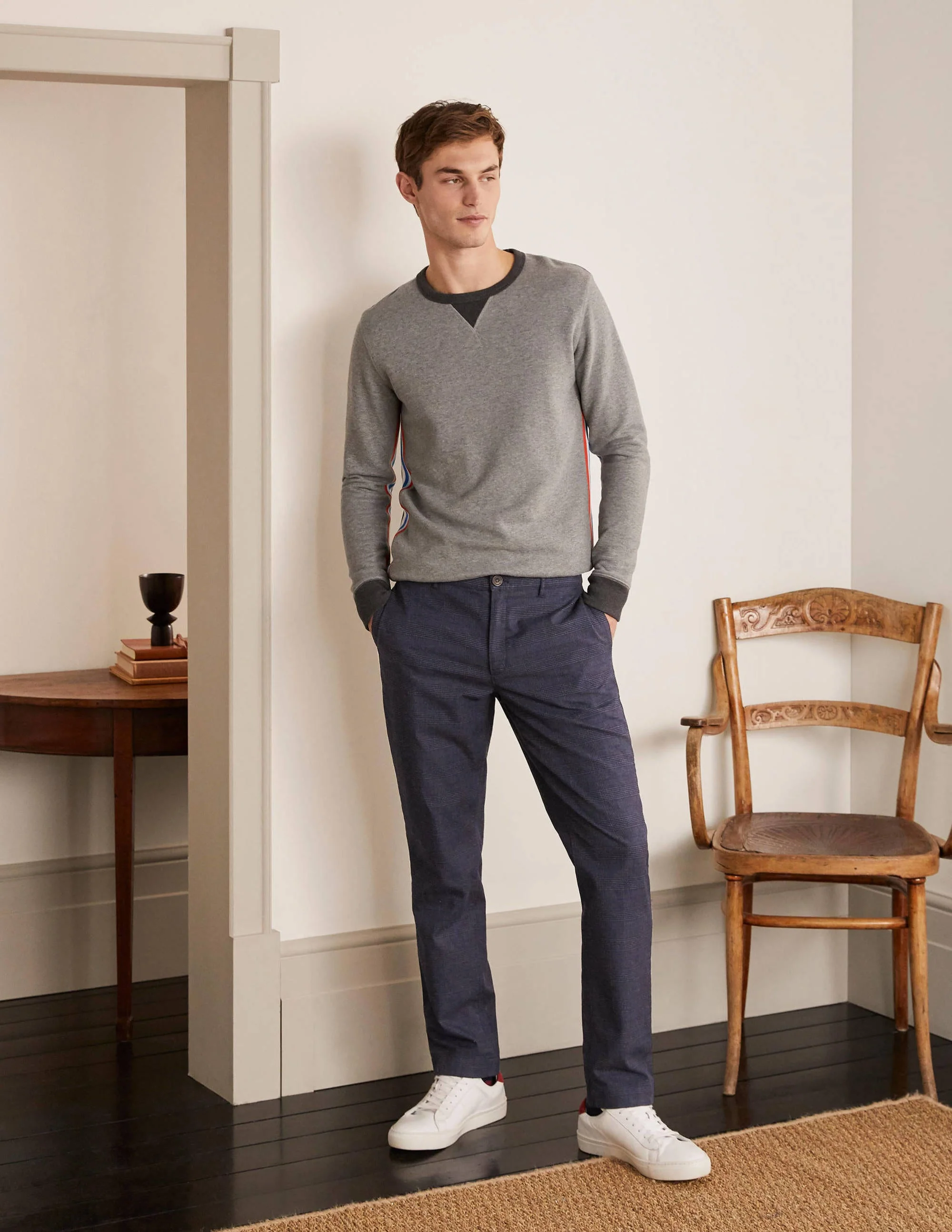 Chaldon Elasticated Pants-Navy Check
