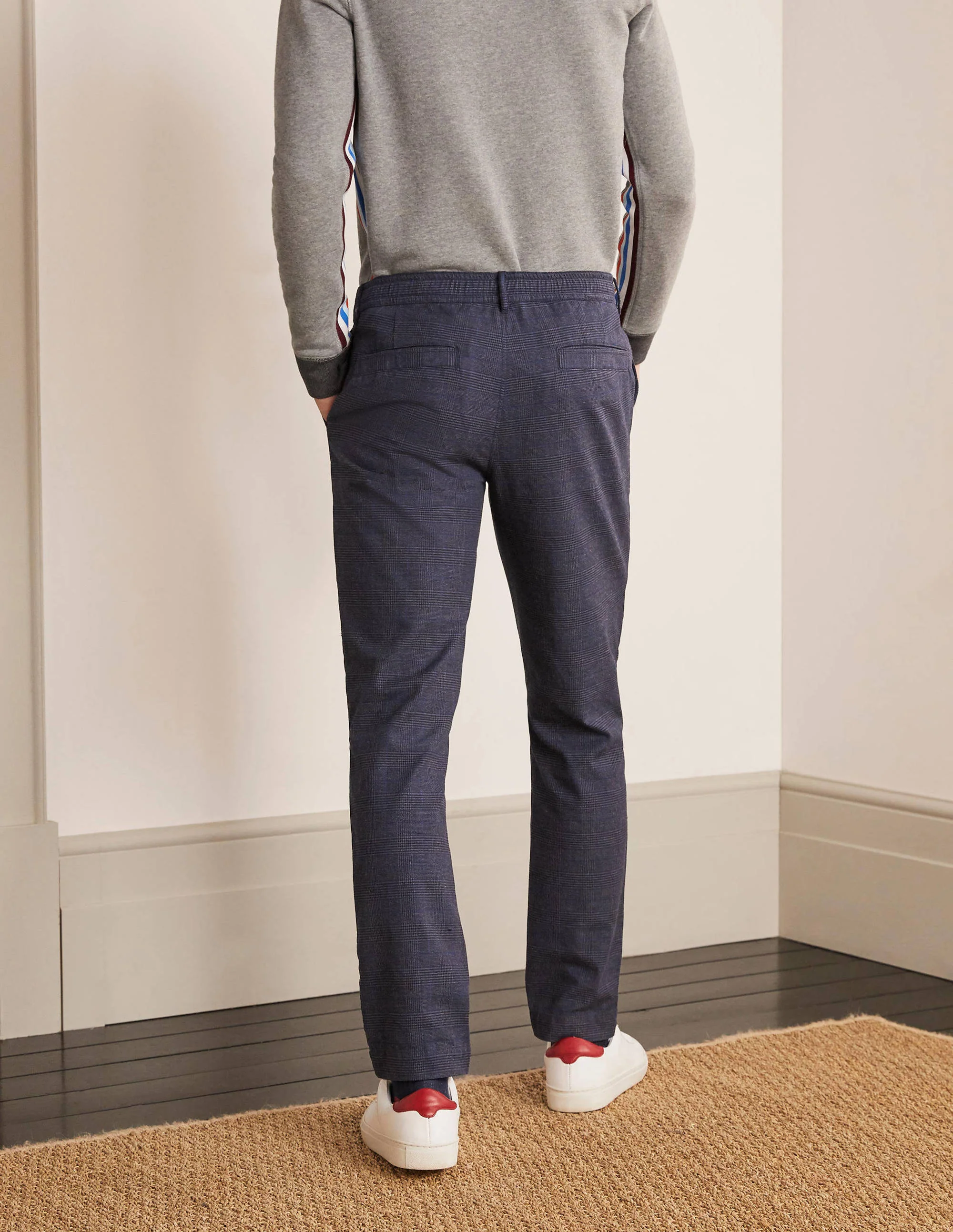 Chaldon Elasticated Pants-Navy Check - Image 3